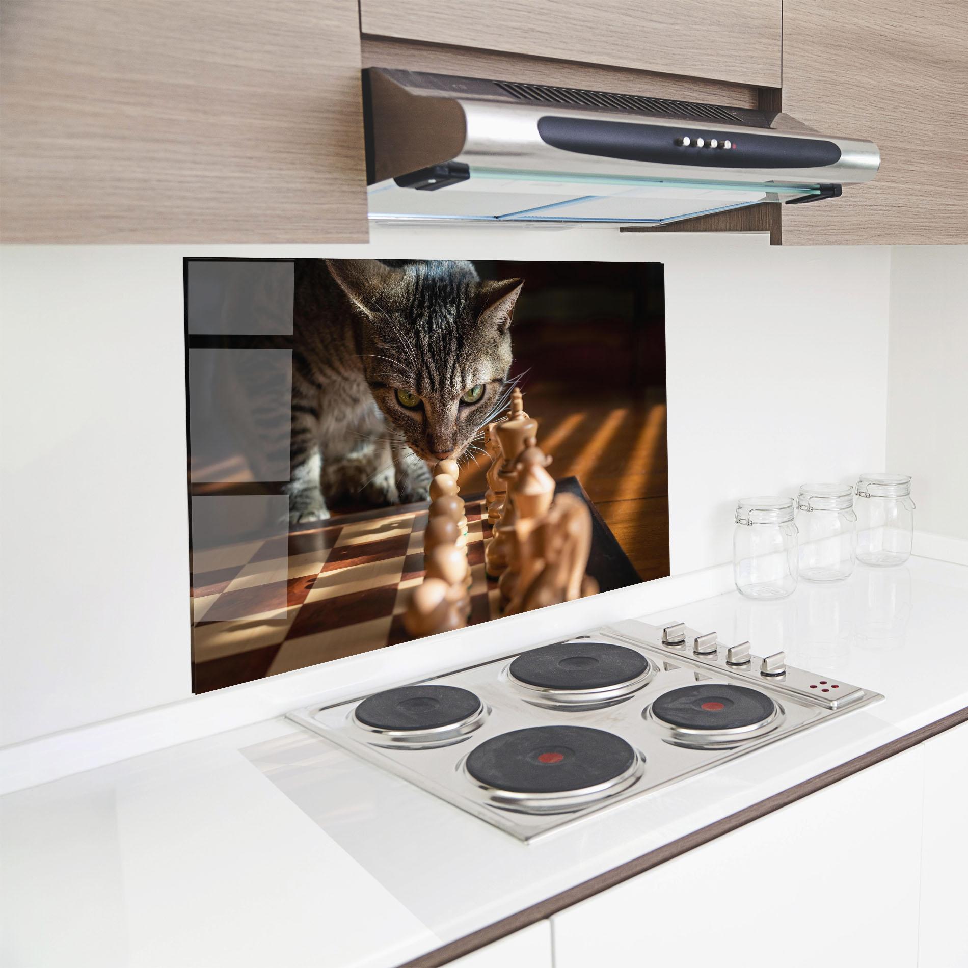 Panel Szklany do Kuchni Chess Cat mockup 8