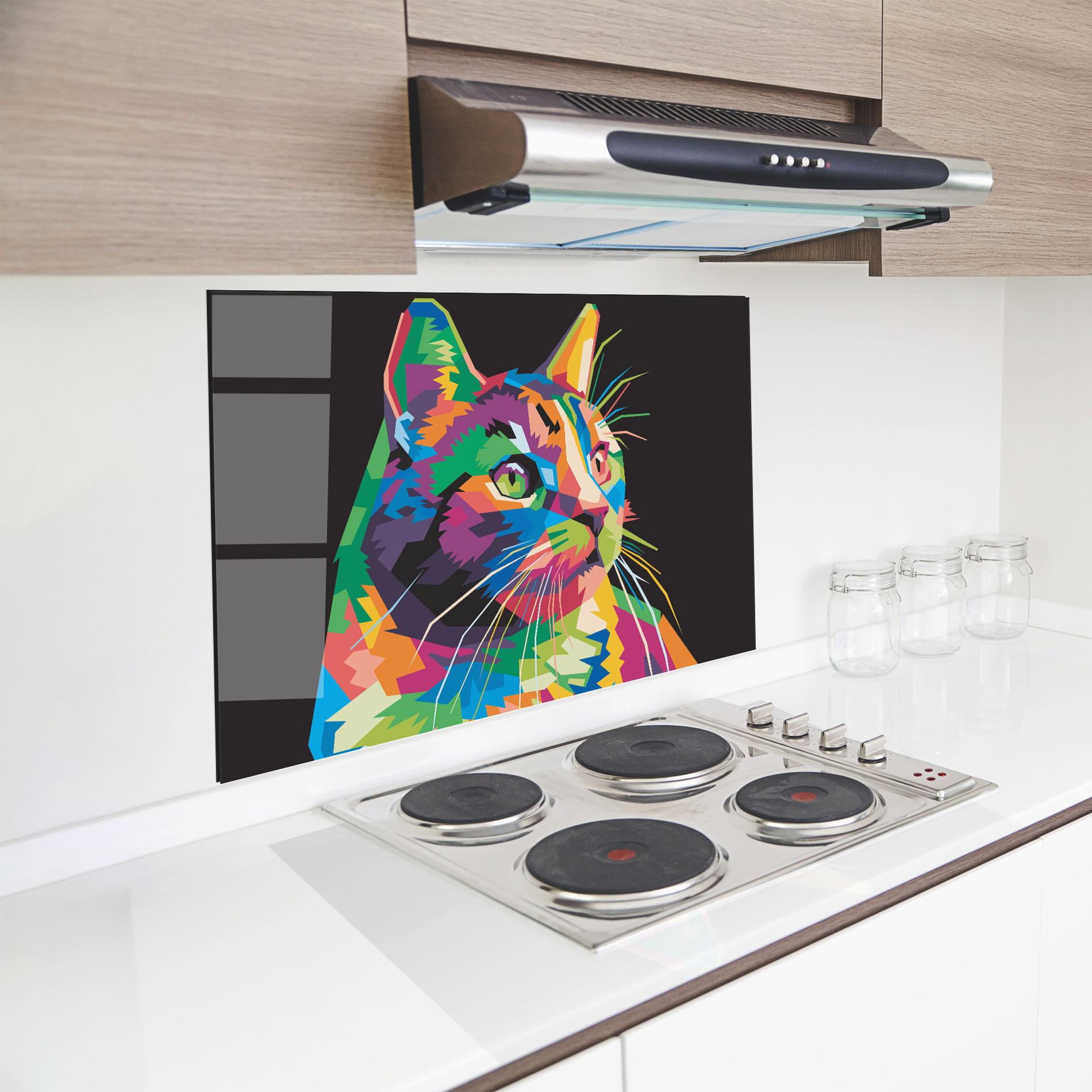 Panel Szklany do Kuchni Color Mix Cat mockup 8