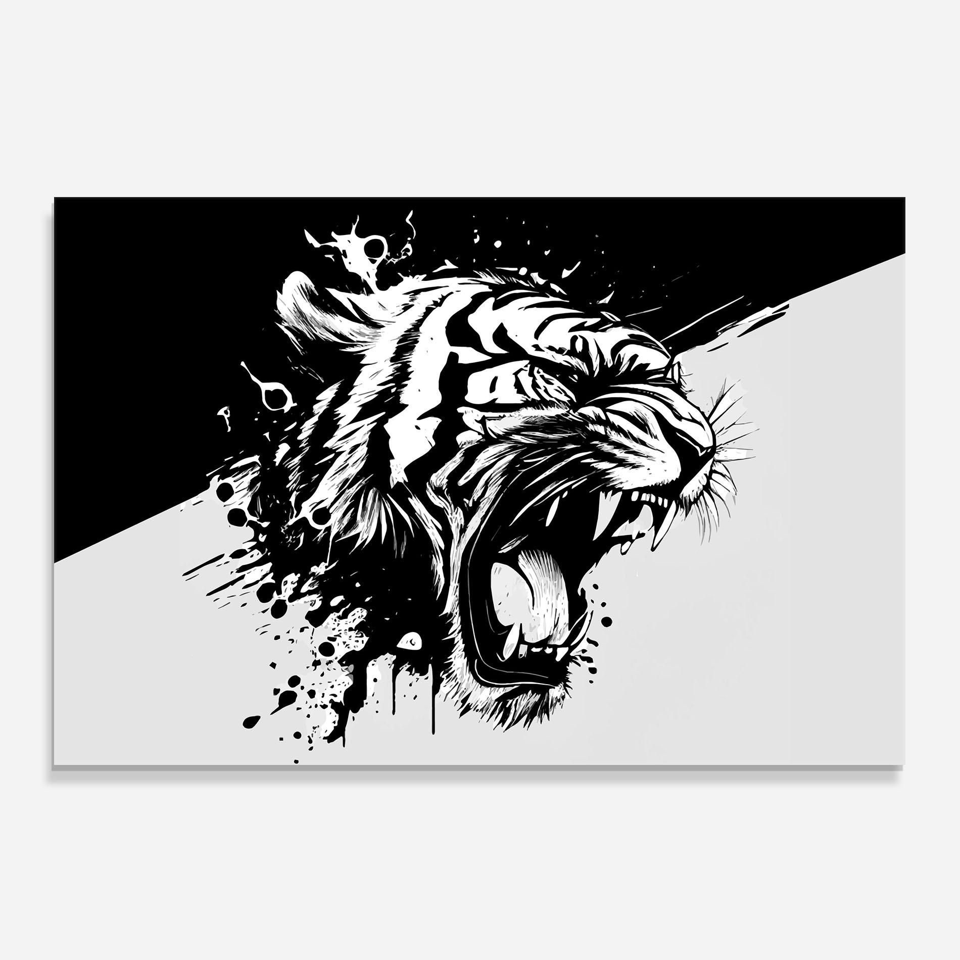 Panel Szklany do Kuchni Black Grey Tiger mockup 0