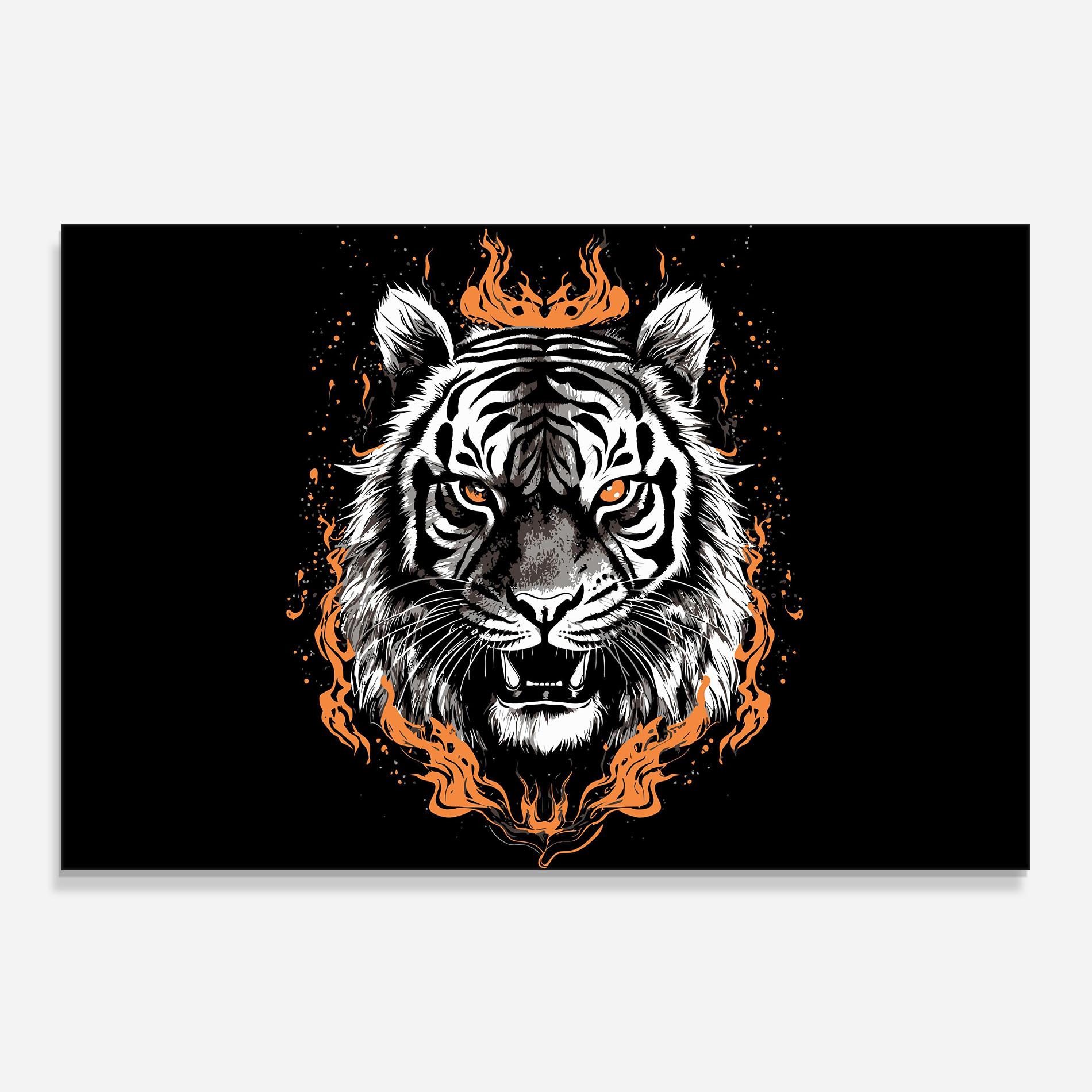 Panel Szklany do Kuchni Fire Tiger mockup 0