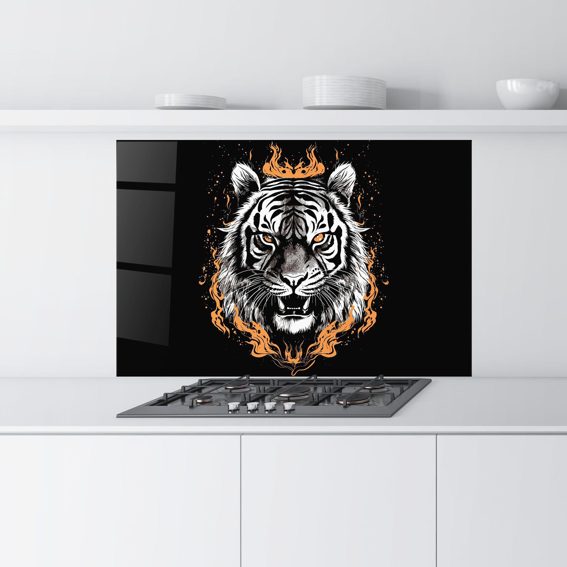 Panel Szklany do Kuchni Fire Tiger mockup 9