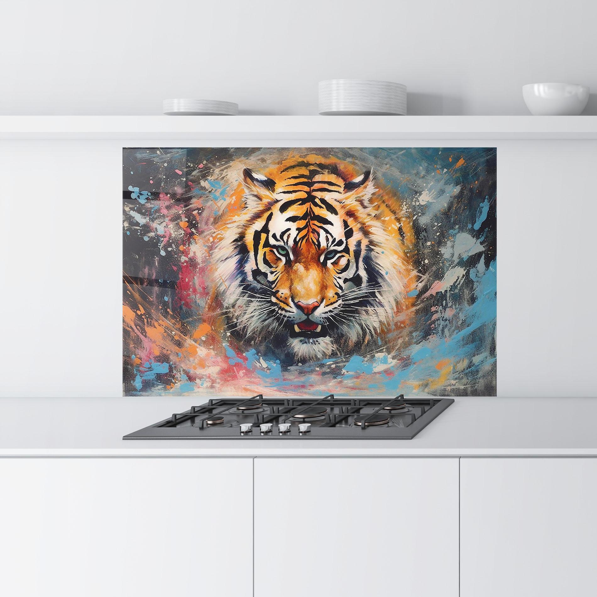Panel Szklany do Kuchni Orange Tiger Painting mockup 9