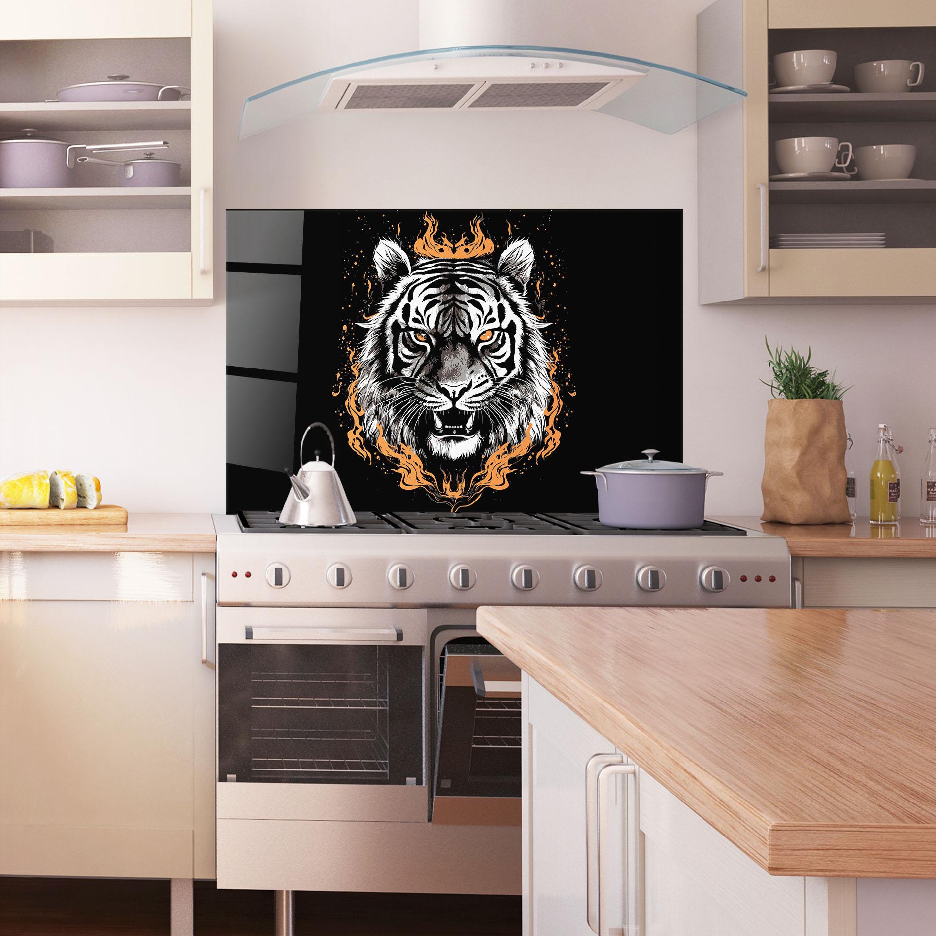 Panel Szklany do Kuchni Fire Tiger mockup 1