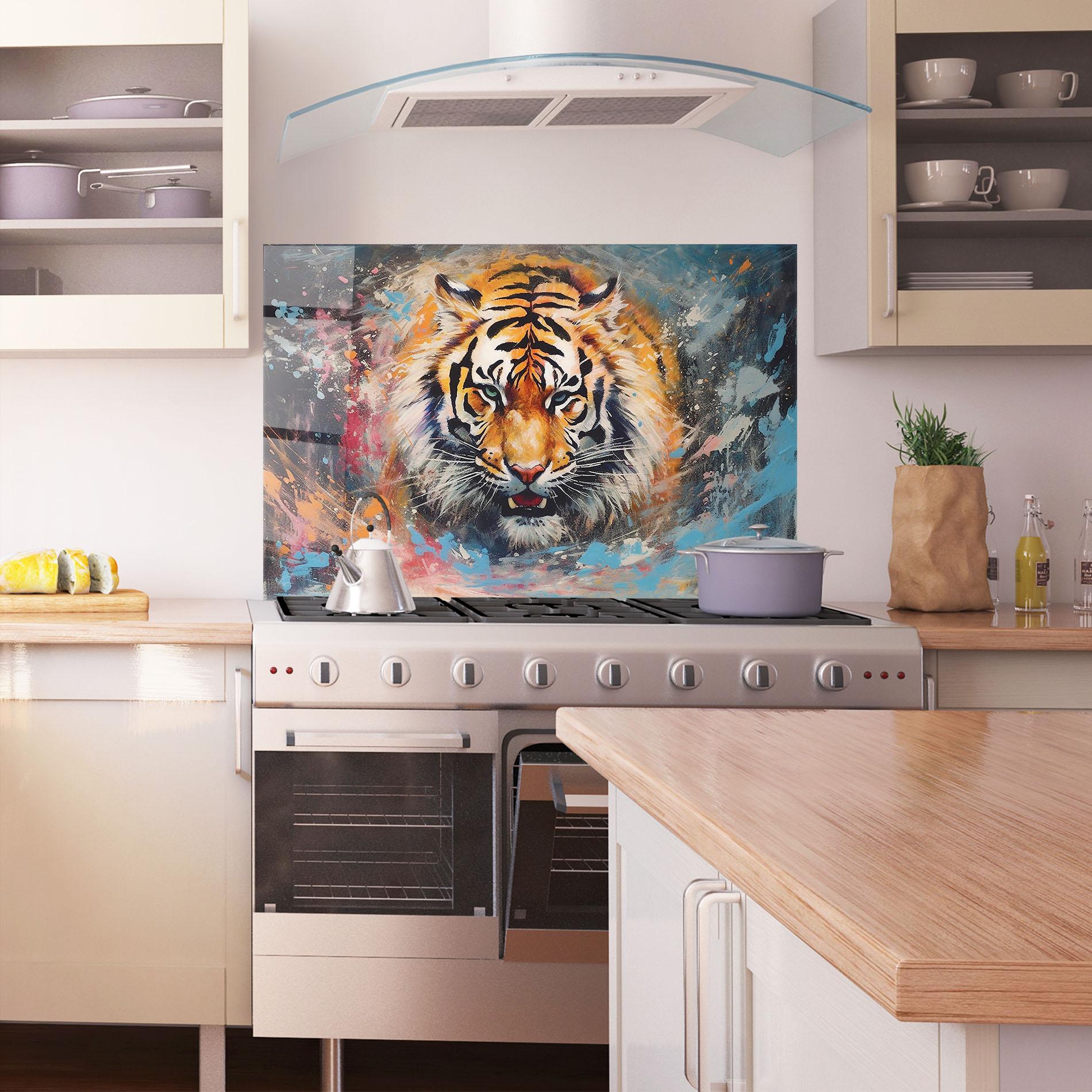 Panel Szklany do Kuchni Orange Tiger Painting mockup 1