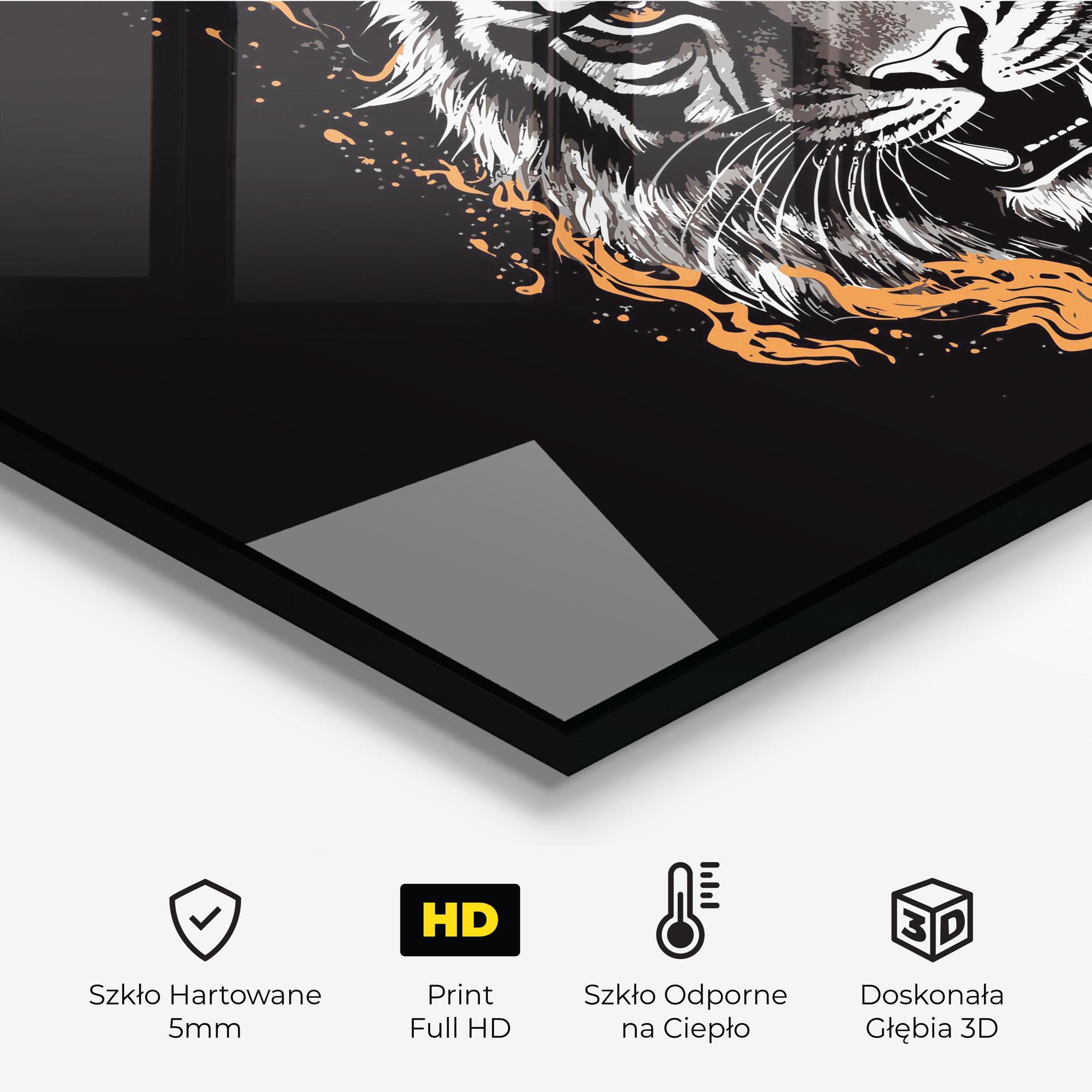 Panel Szklany do Kuchni Fire Tiger mockup 2