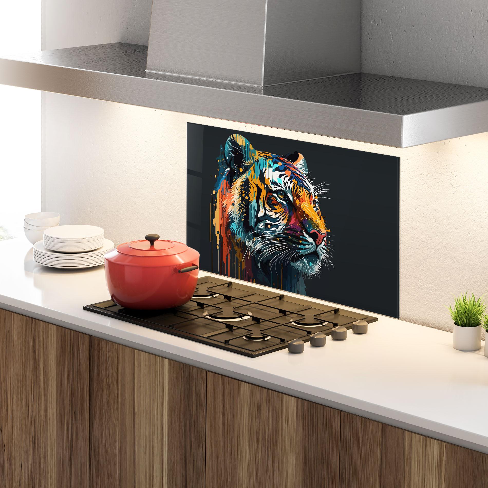 Panel Szklany do Kuchni Color Mix Tiger mockup 4