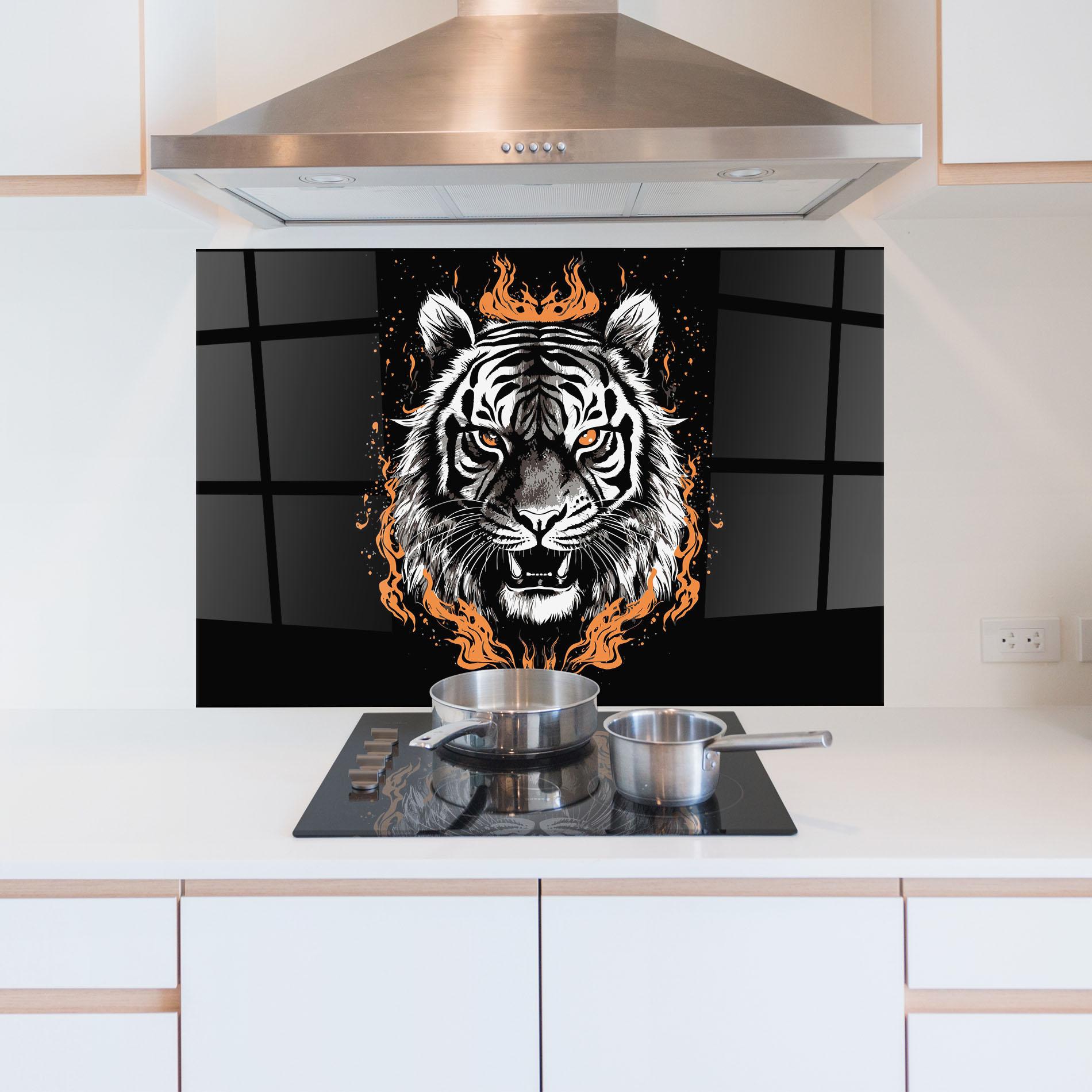 Panel Szklany do Kuchni Fire Tiger mockup 5