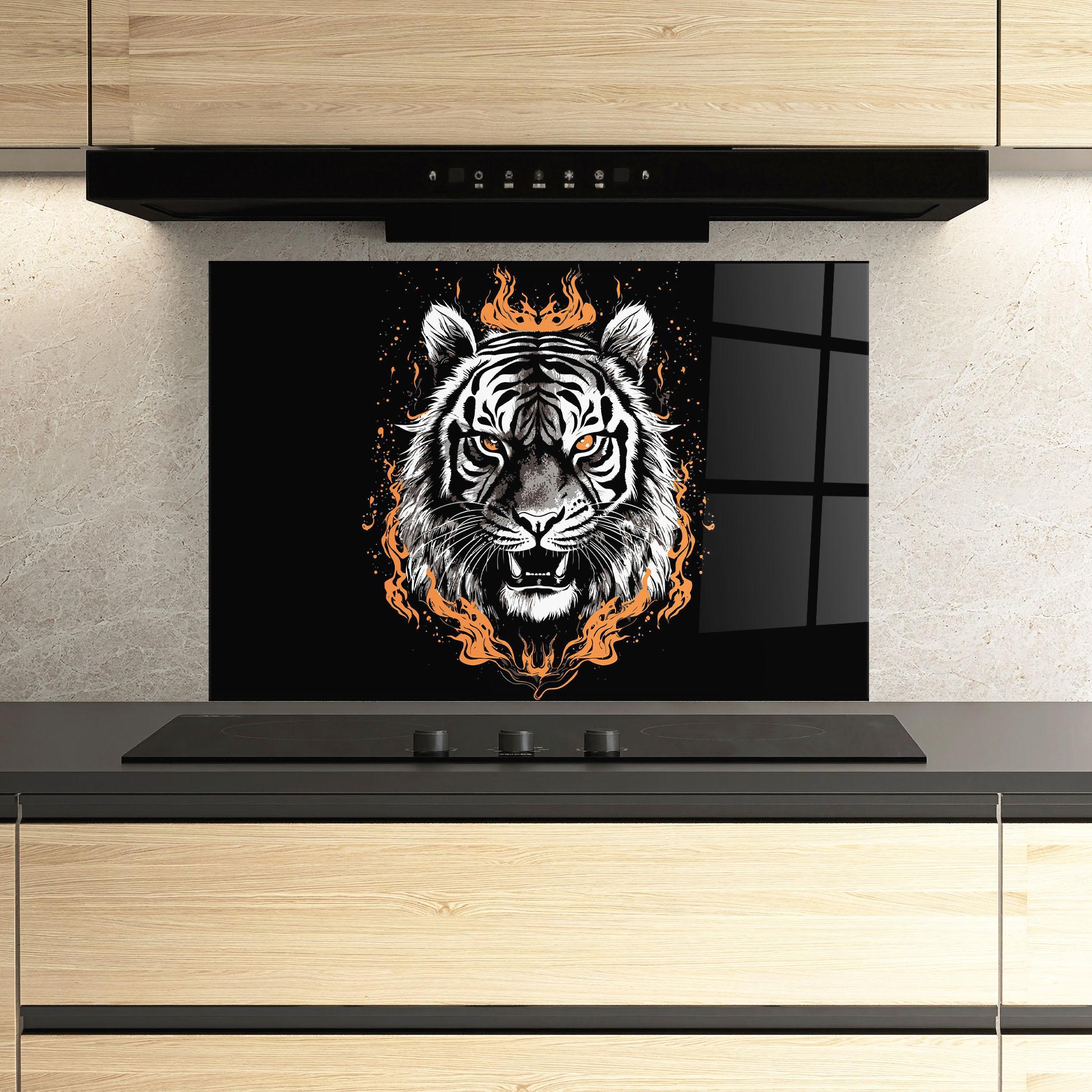 Panel Szklany do Kuchni Fire Tiger mockup 3