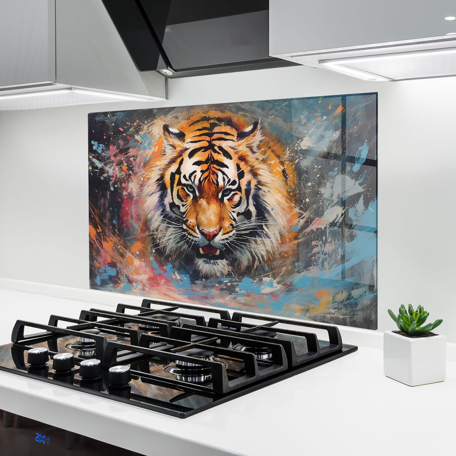 Panel Szklany do Kuchni Orange Tiger Painting mockup 6