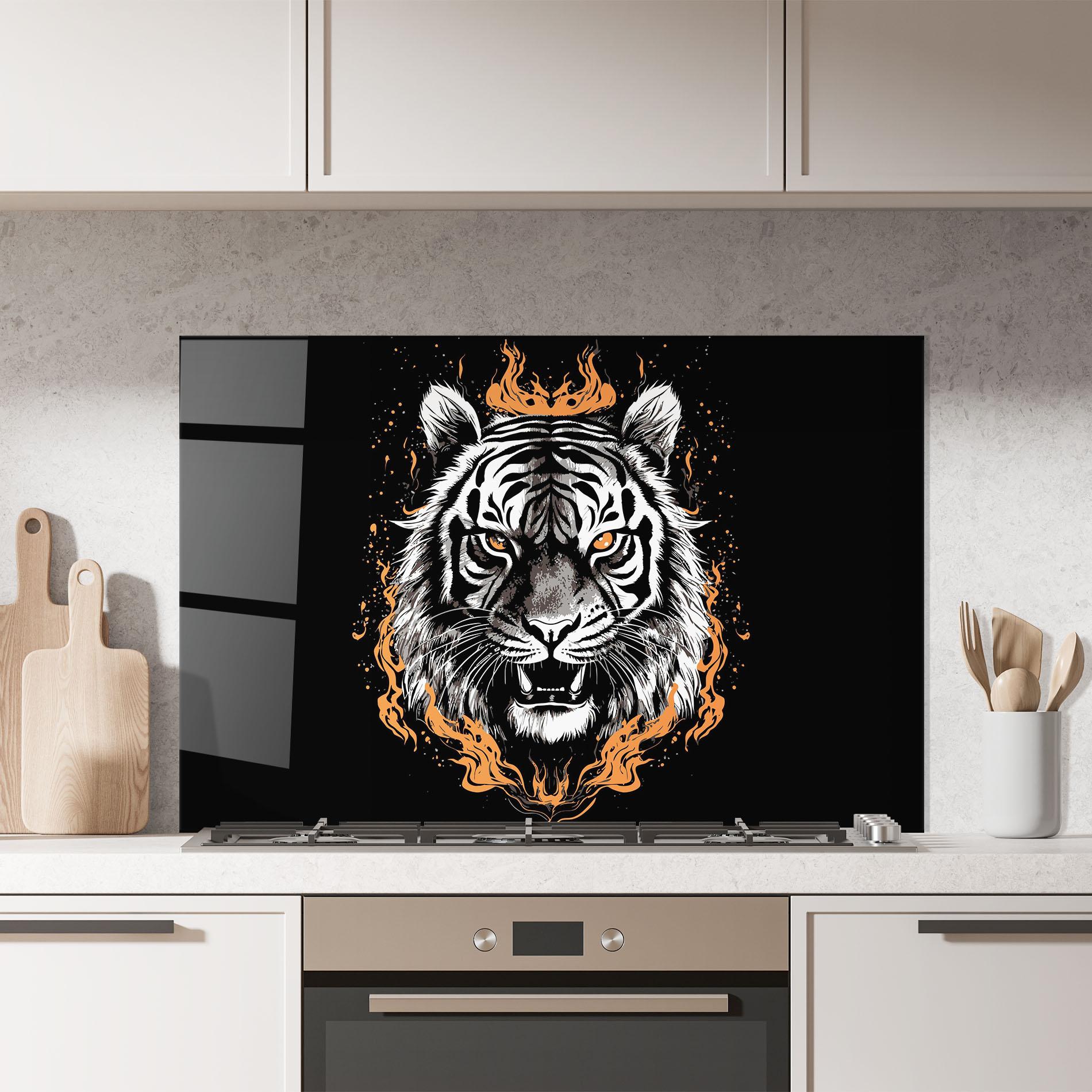 Panel Szklany do Kuchni Fire Tiger mockup 7