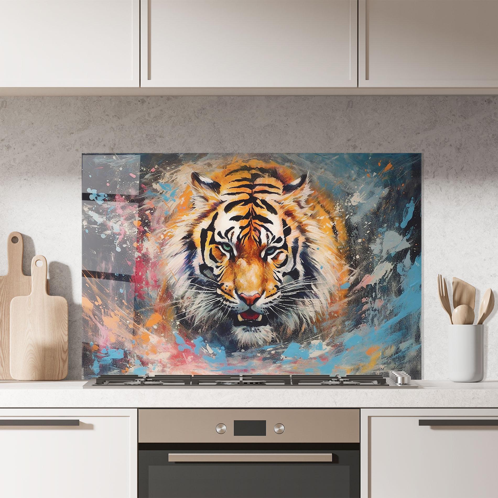 Panel Szklany do Kuchni Orange Tiger Painting mockup 7