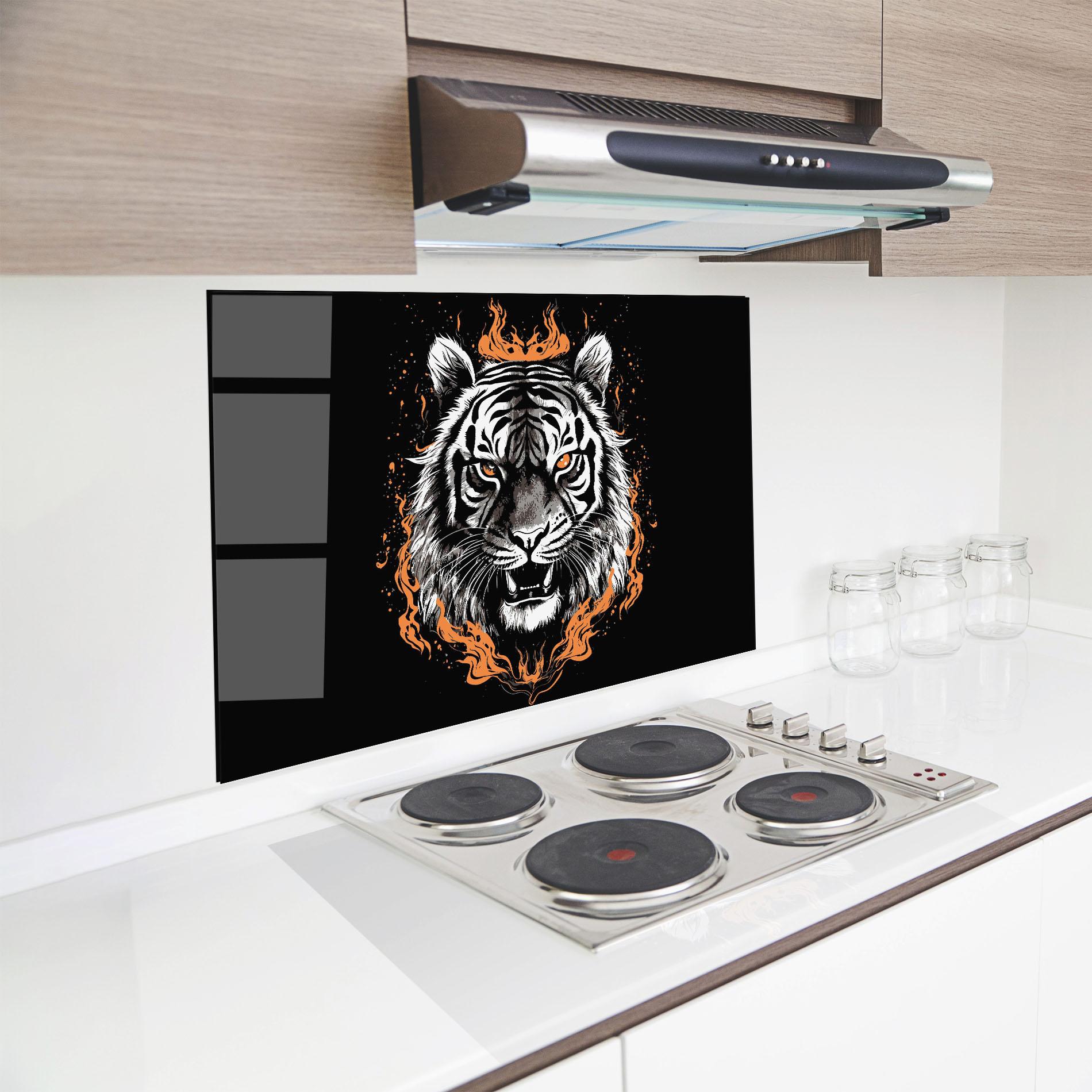 Panel Szklany do Kuchni Fire Tiger mockup 8