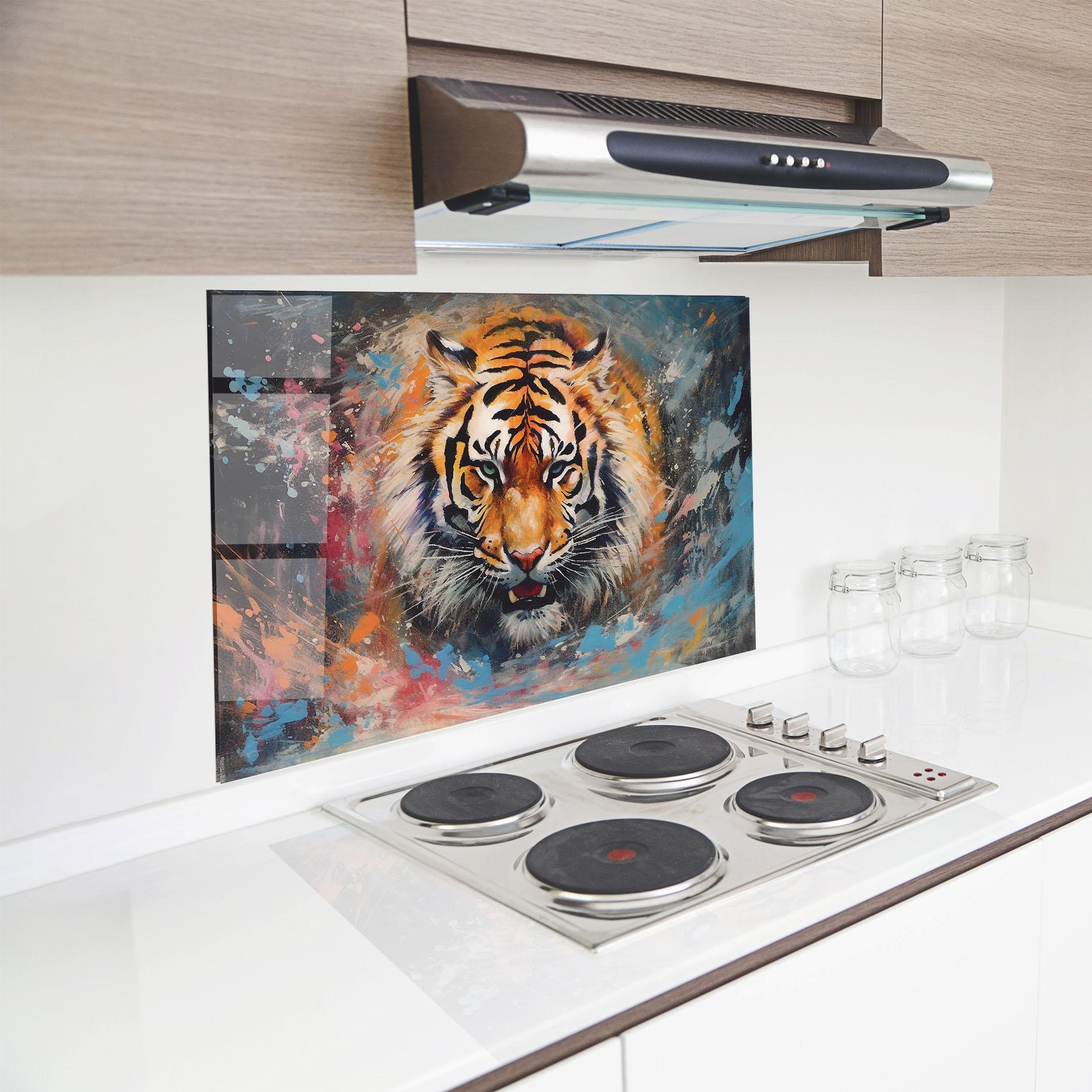 Panel Szklany do Kuchni Orange Tiger Painting mockup 8