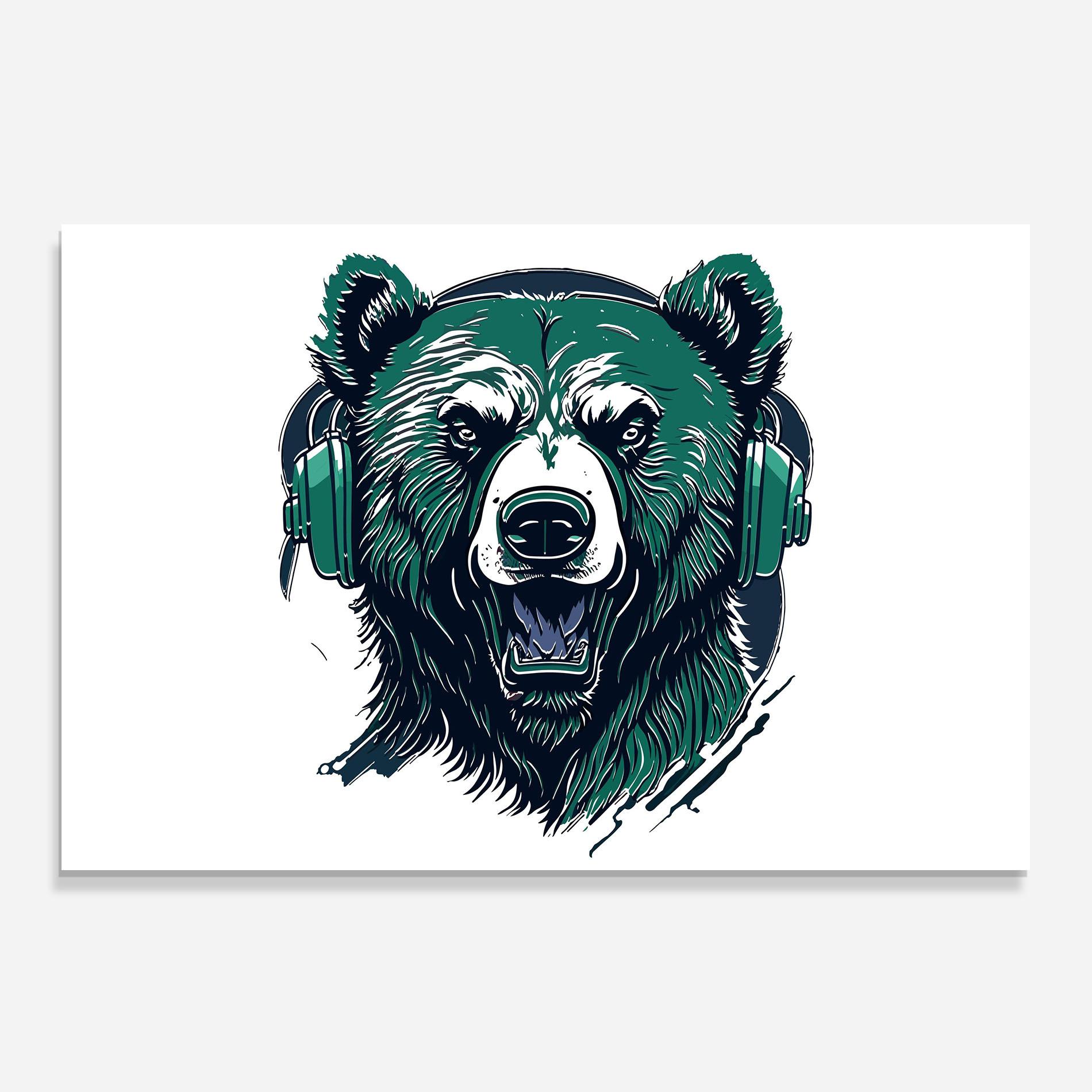 Panel Szklany do Kuchni Green Music Bear mockup 0
