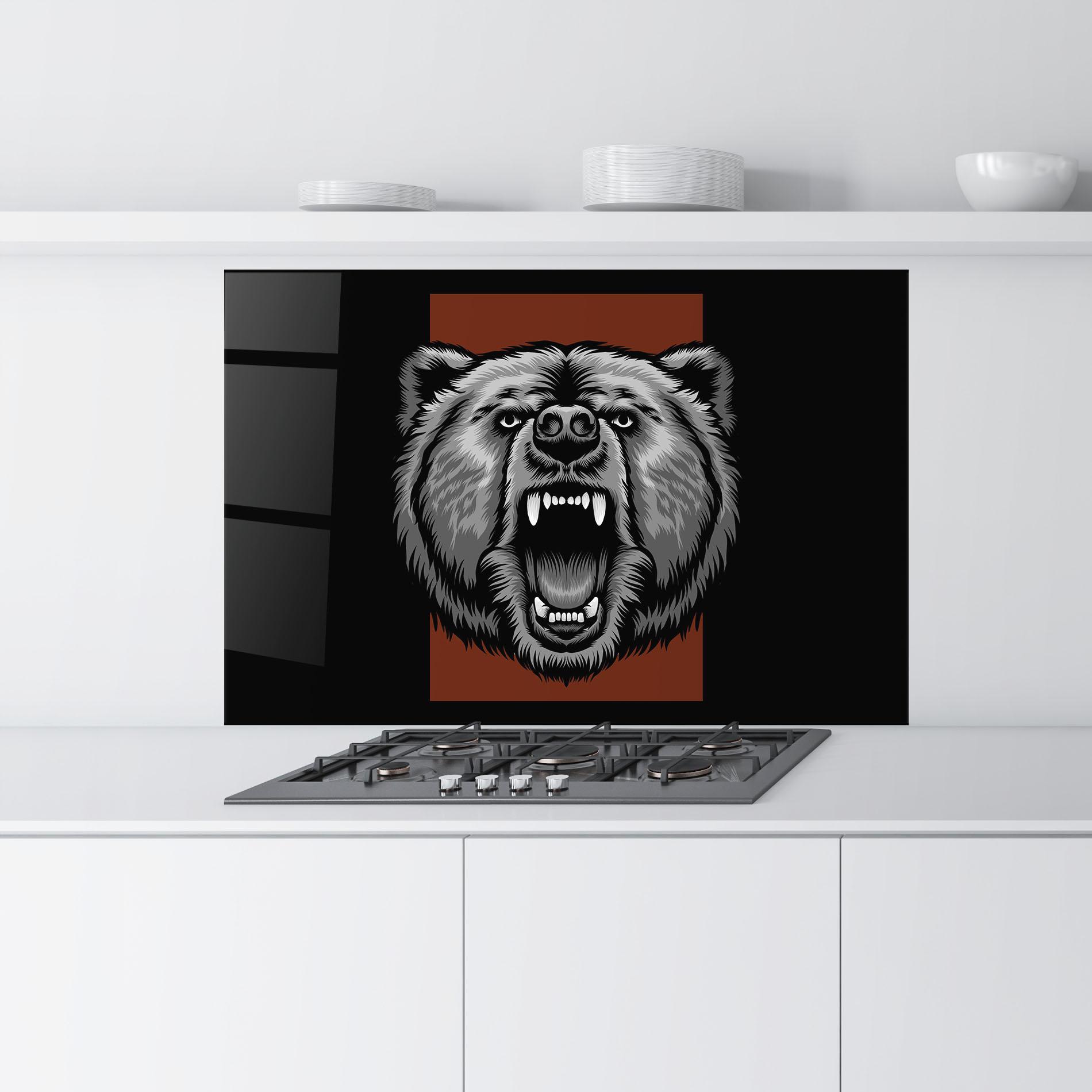 Panel Szklany do Kuchni Grey Bear Head mockup 9
