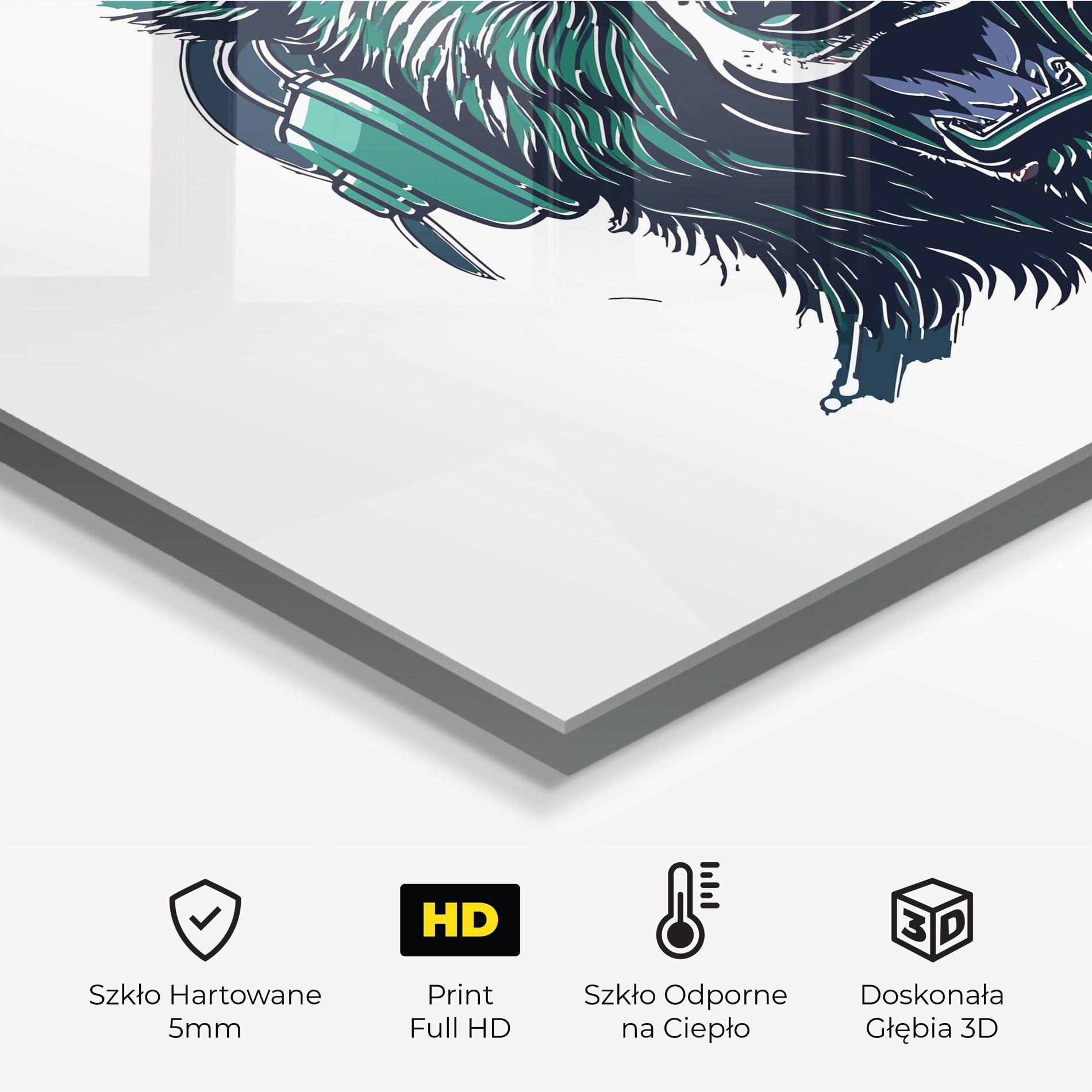 Panel Szklany do Kuchni Green Music Bear mockup 2