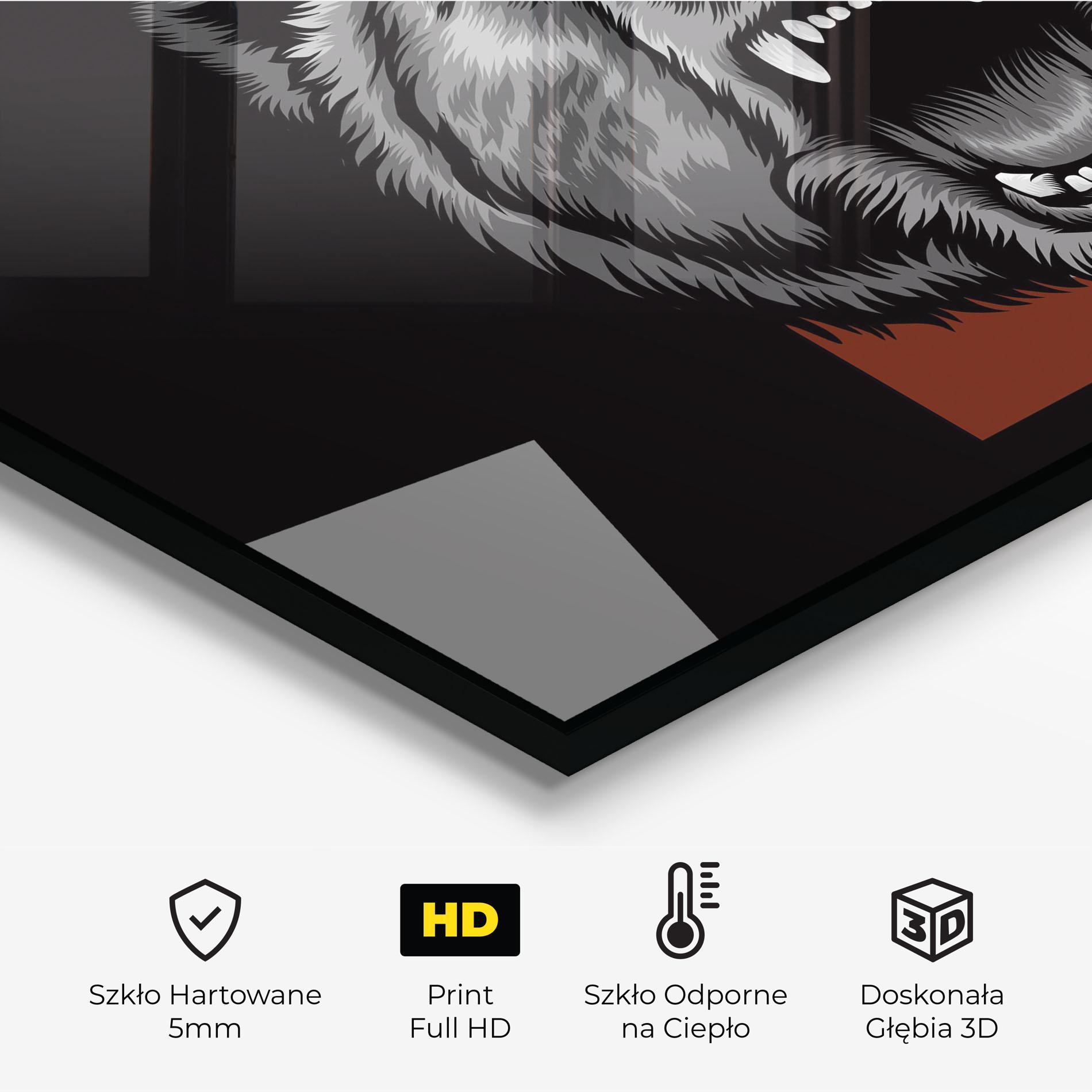 Panel Szklany do Kuchni Grey Bear Head mockup 2