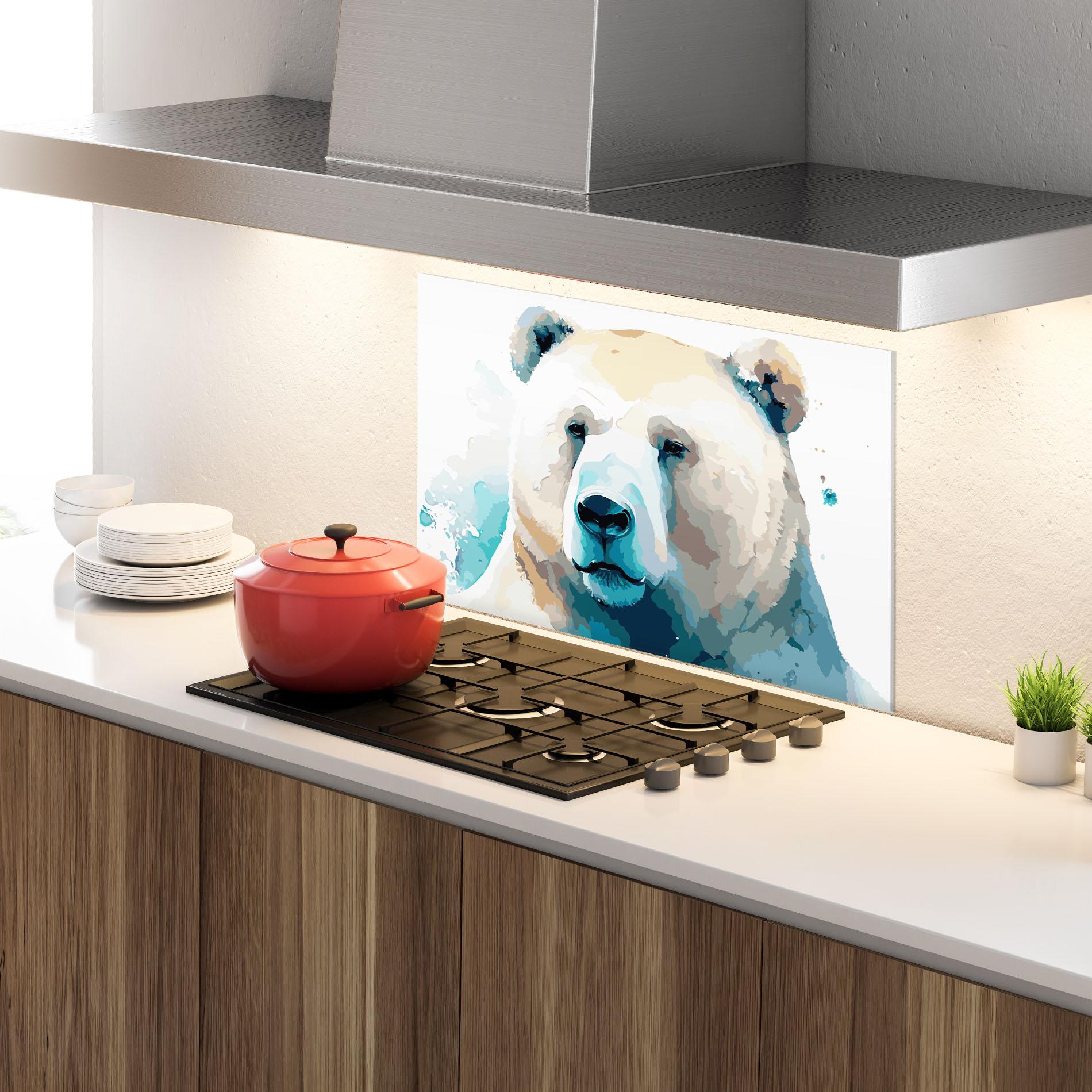Panel Szklany do Kuchni Big Watercolor Bear mockup 4