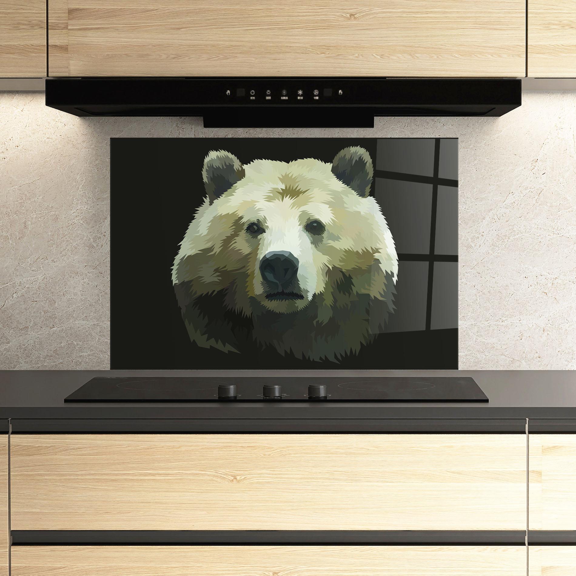 Panel Szklany do Kuchni Brown Bear Head mockup 3