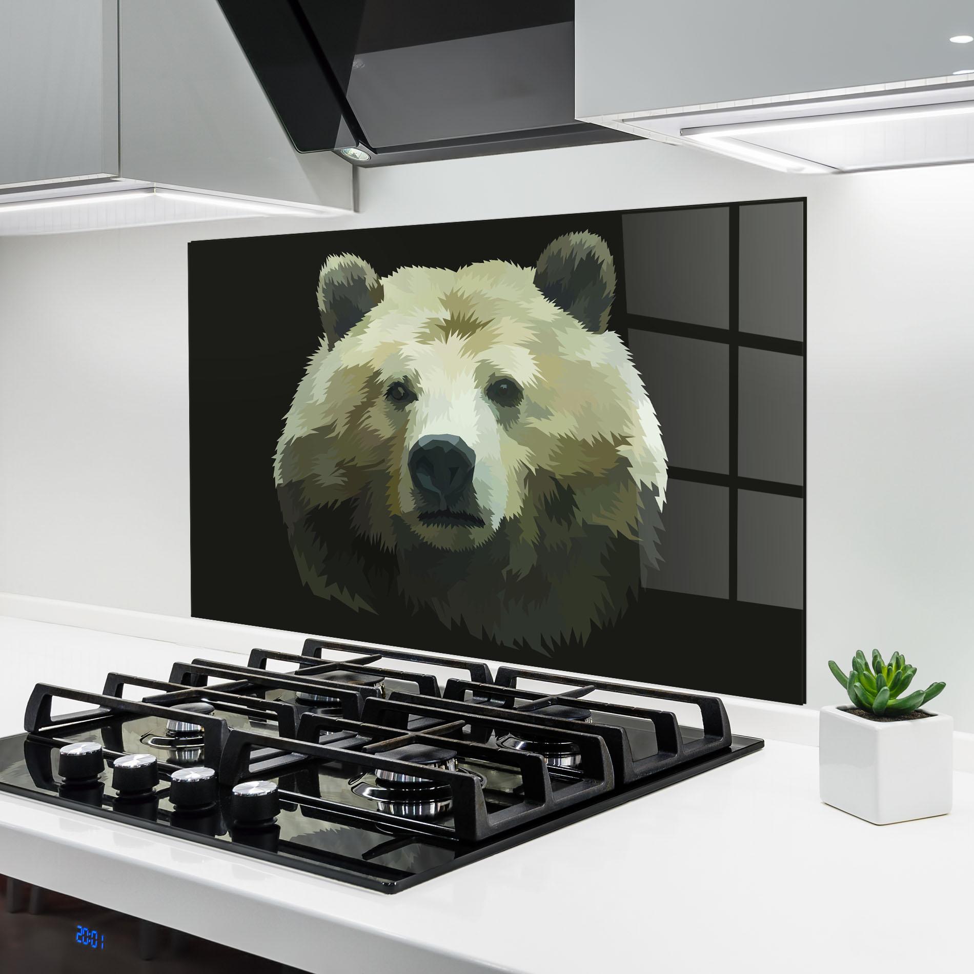 Panel Szklany do Kuchni Brown Bear Head mockup 6