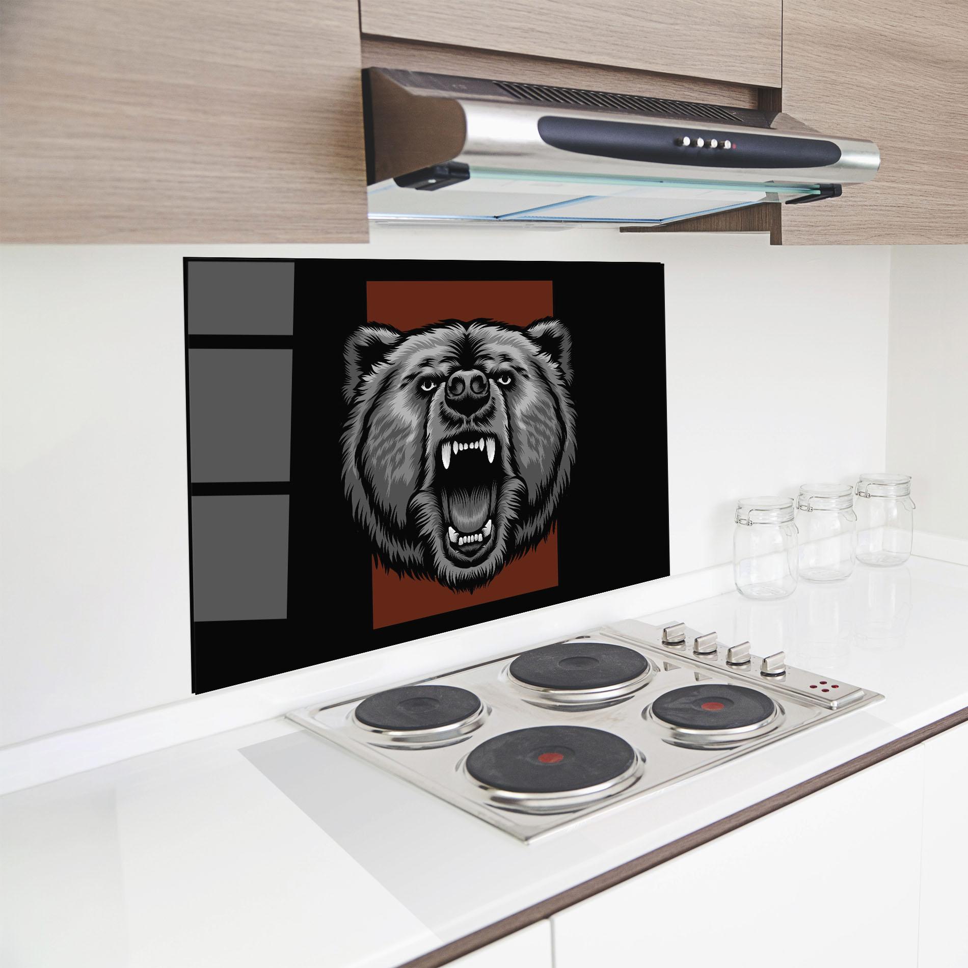 Panel Szklany do Kuchni Grey Bear Head mockup 8