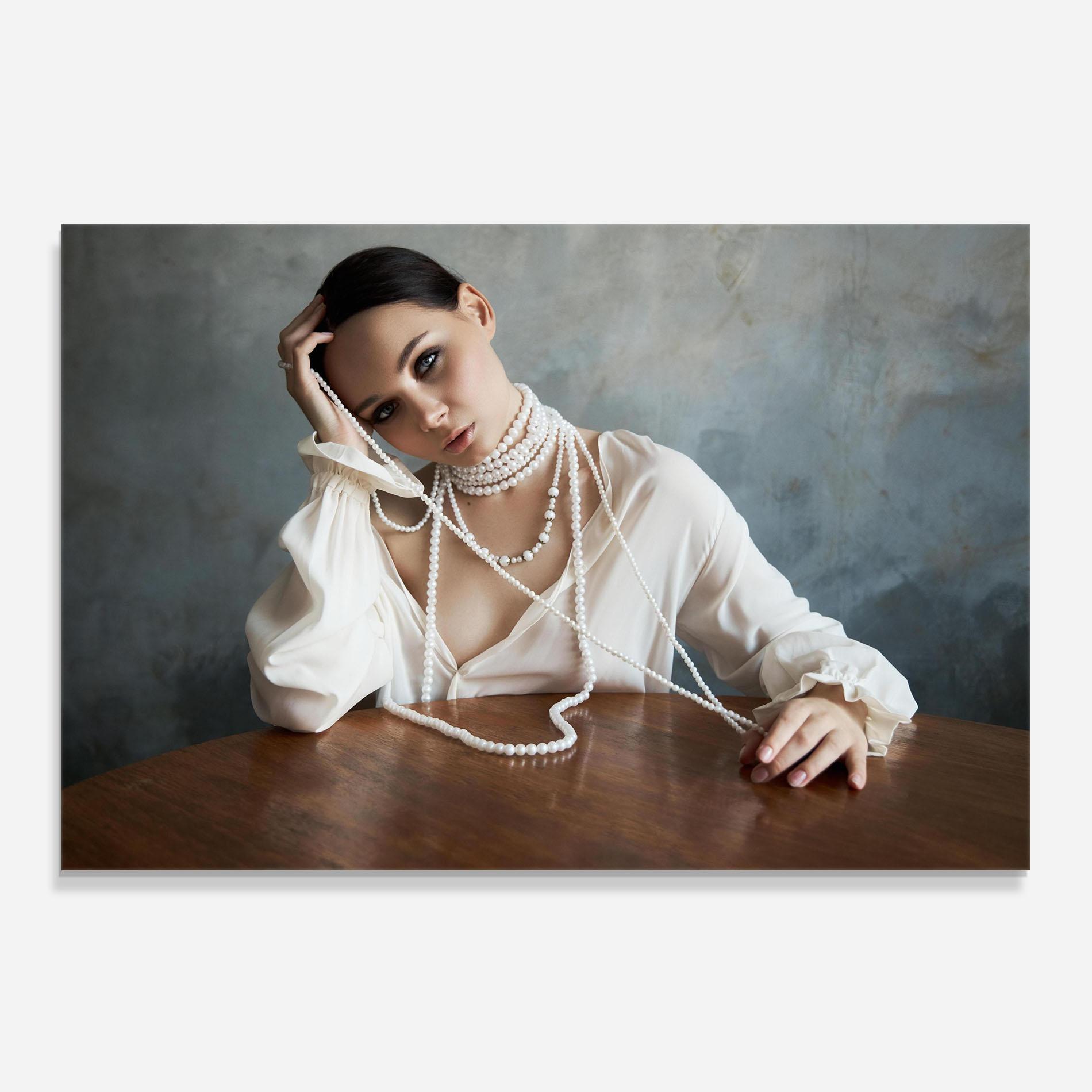 Panel Szklany do Kuchni White Pearl Beads mockup 0