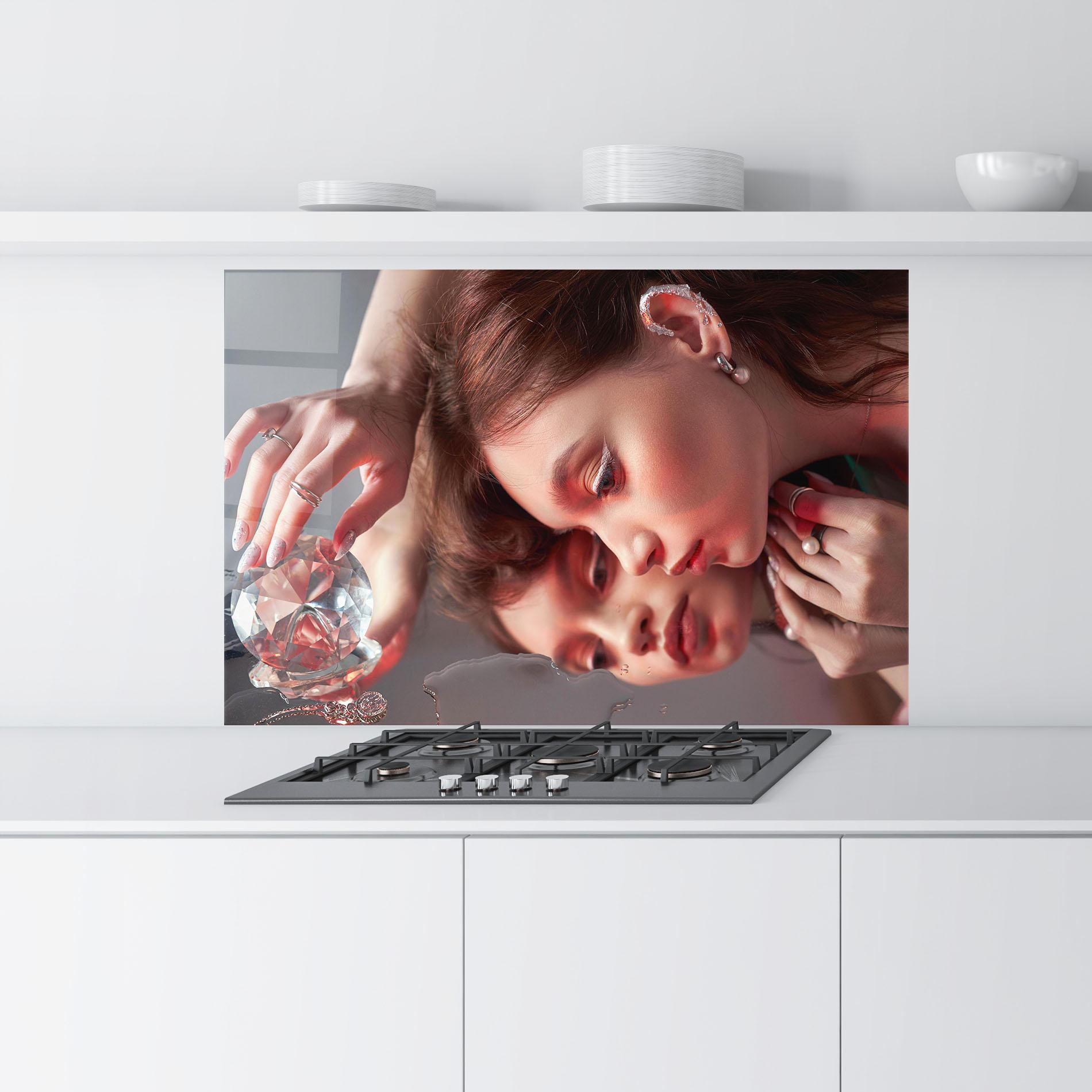 Panel Szklany do Kuchni Big Diamond Hand mockup 9