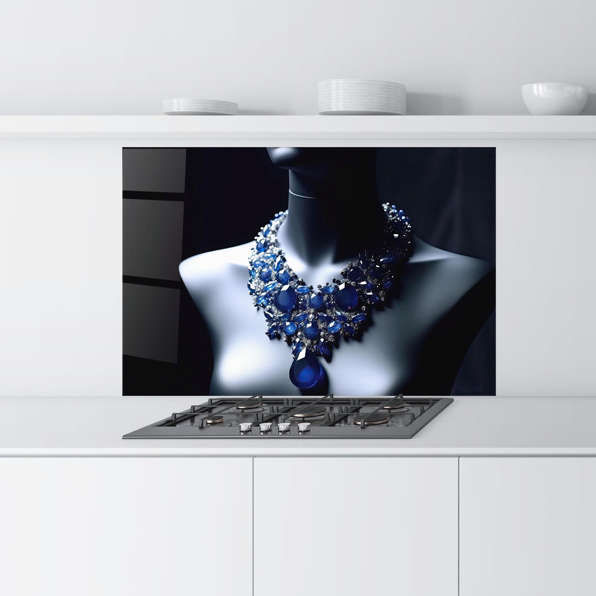 Panel Szklany do Kuchni Blue Diamonds Necklace mockup 9