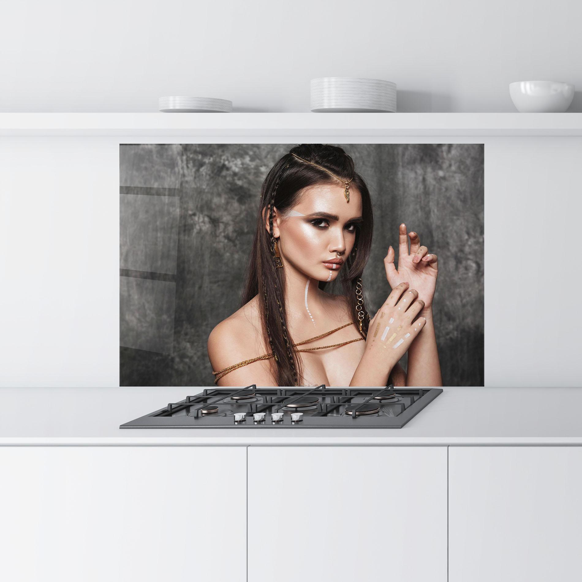 Panel Szklany do Kuchni Gold Hair Accessory mockup 9