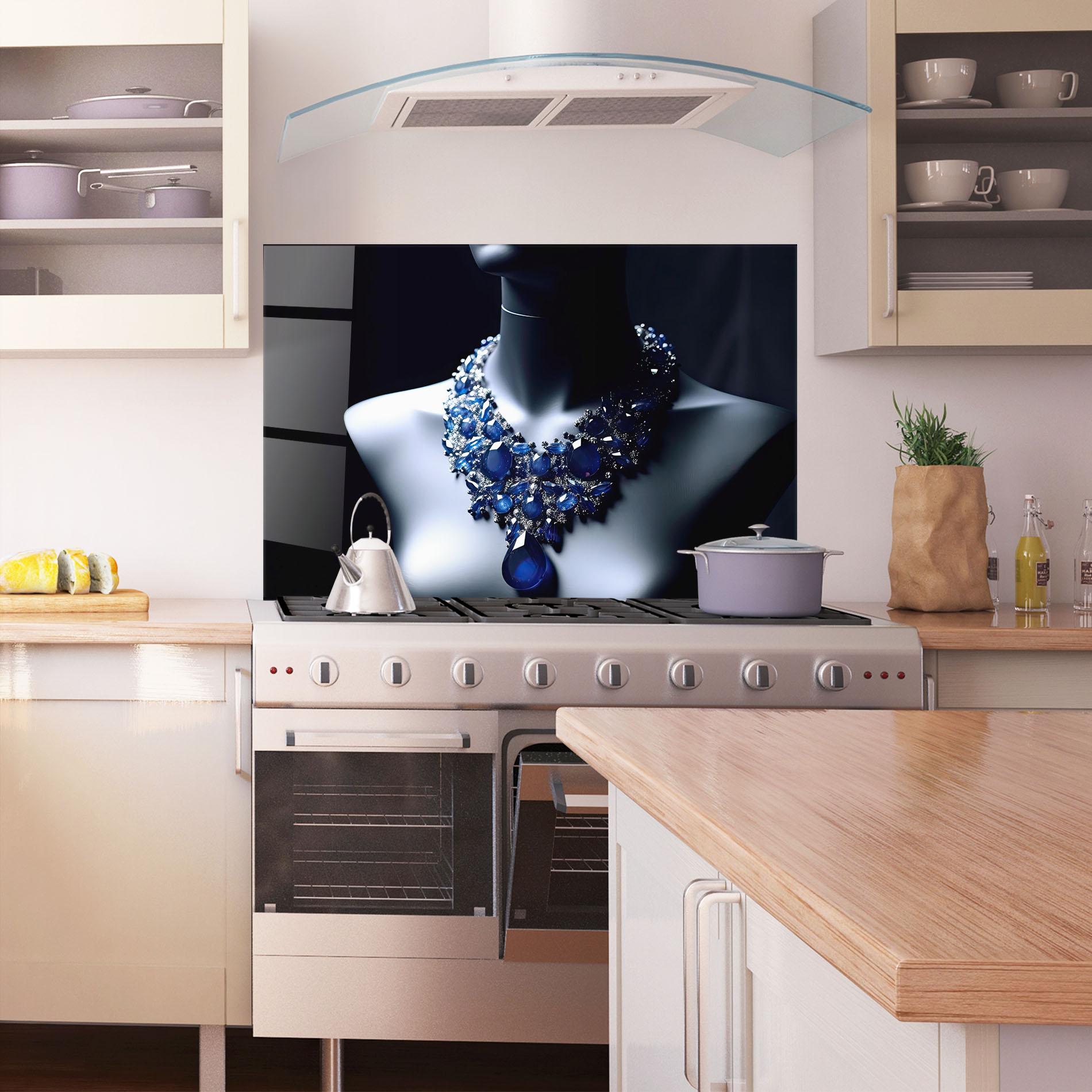 Panel Szklany do Kuchni Blue Diamonds Necklace mockup 1