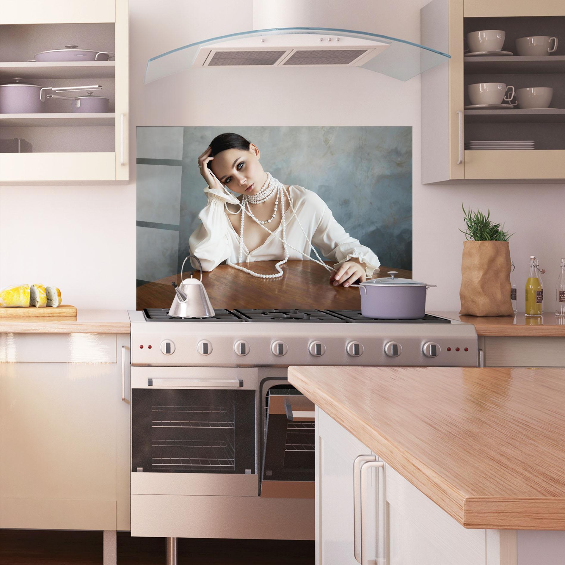 Panel Szklany do Kuchni White Pearl Beads mockup 1