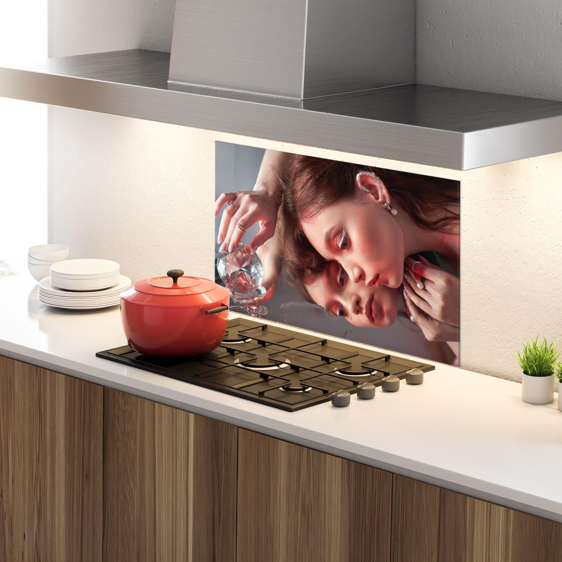 Panel Szklany do Kuchni Big Diamond Hand mockup 4