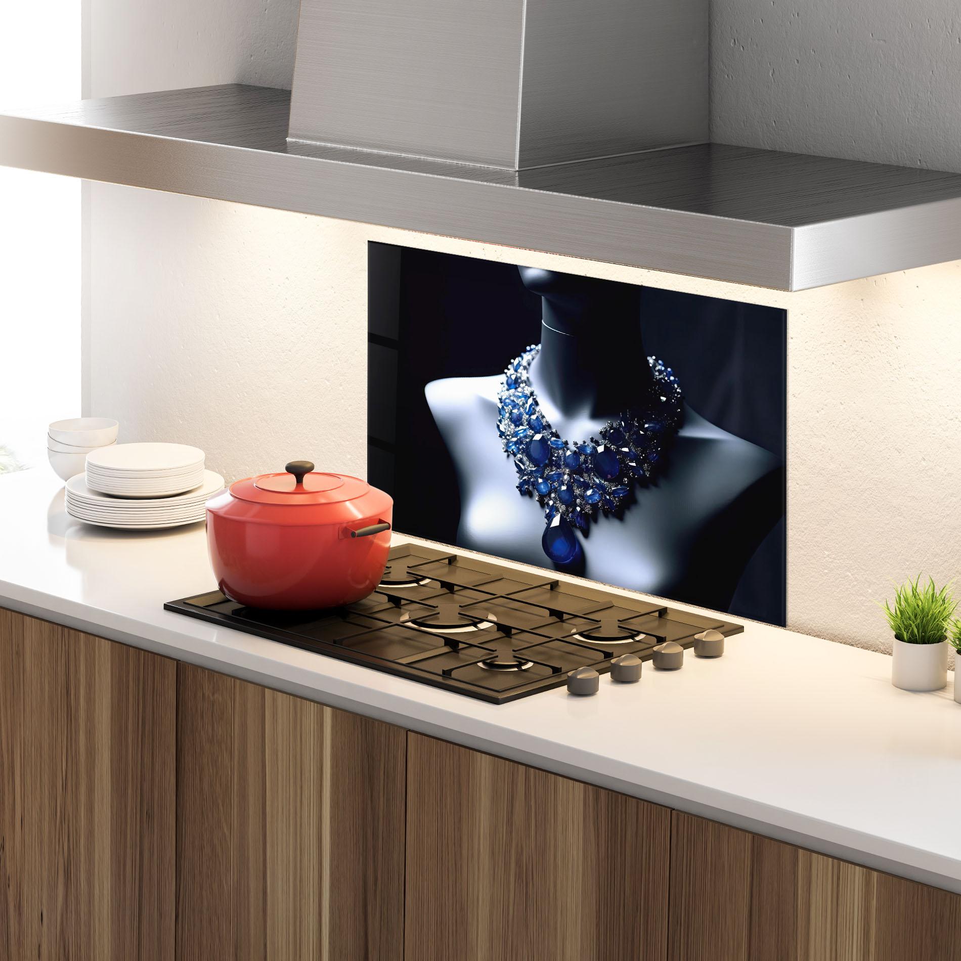 Panel Szklany do Kuchni Blue Diamonds Necklace mockup 4