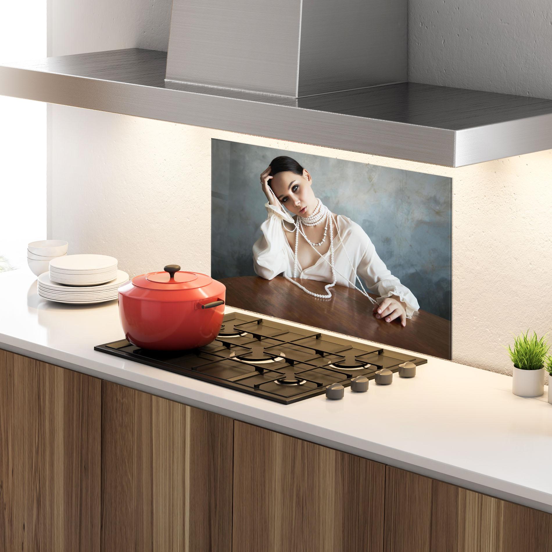 Panel Szklany do Kuchni White Pearl Beads mockup 4