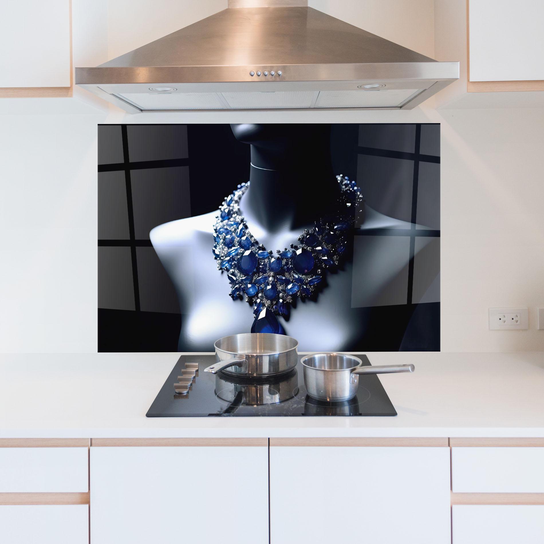Panel Szklany do Kuchni Blue Diamonds Necklace mockup 5