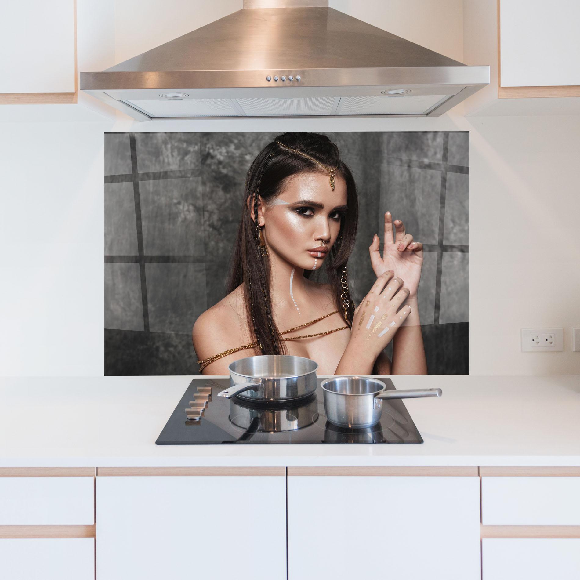 Panel Szklany do Kuchni Gold Hair Accessory mockup 5