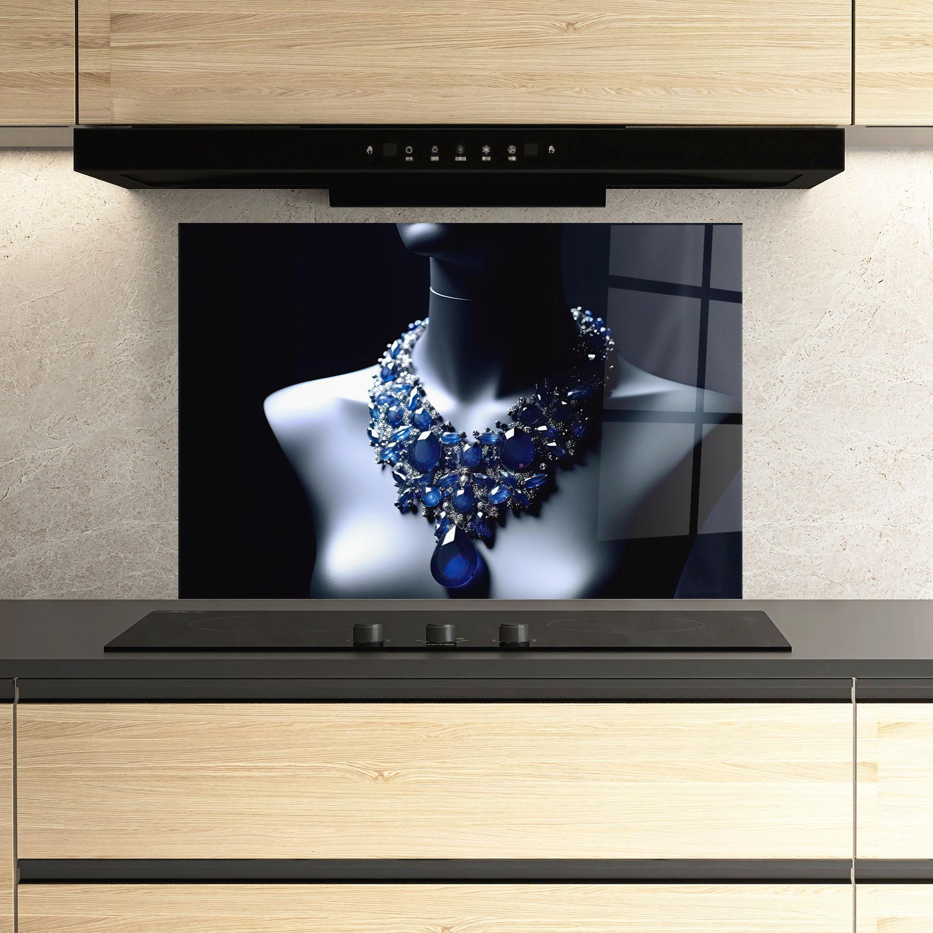 Panel Szklany do Kuchni Blue Diamonds Necklace mockup 3