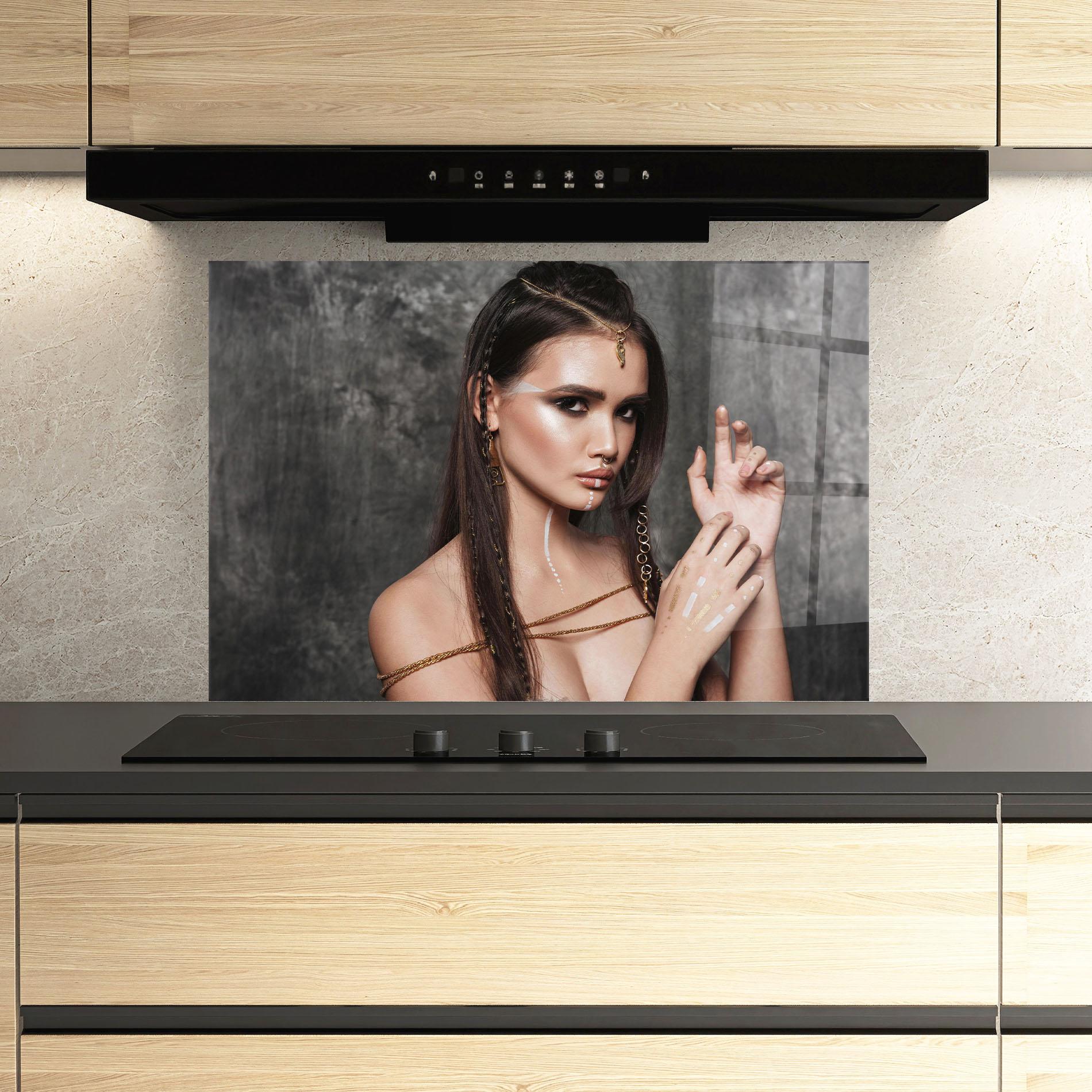 Panel Szklany do Kuchni Gold Hair Accessory mockup 3