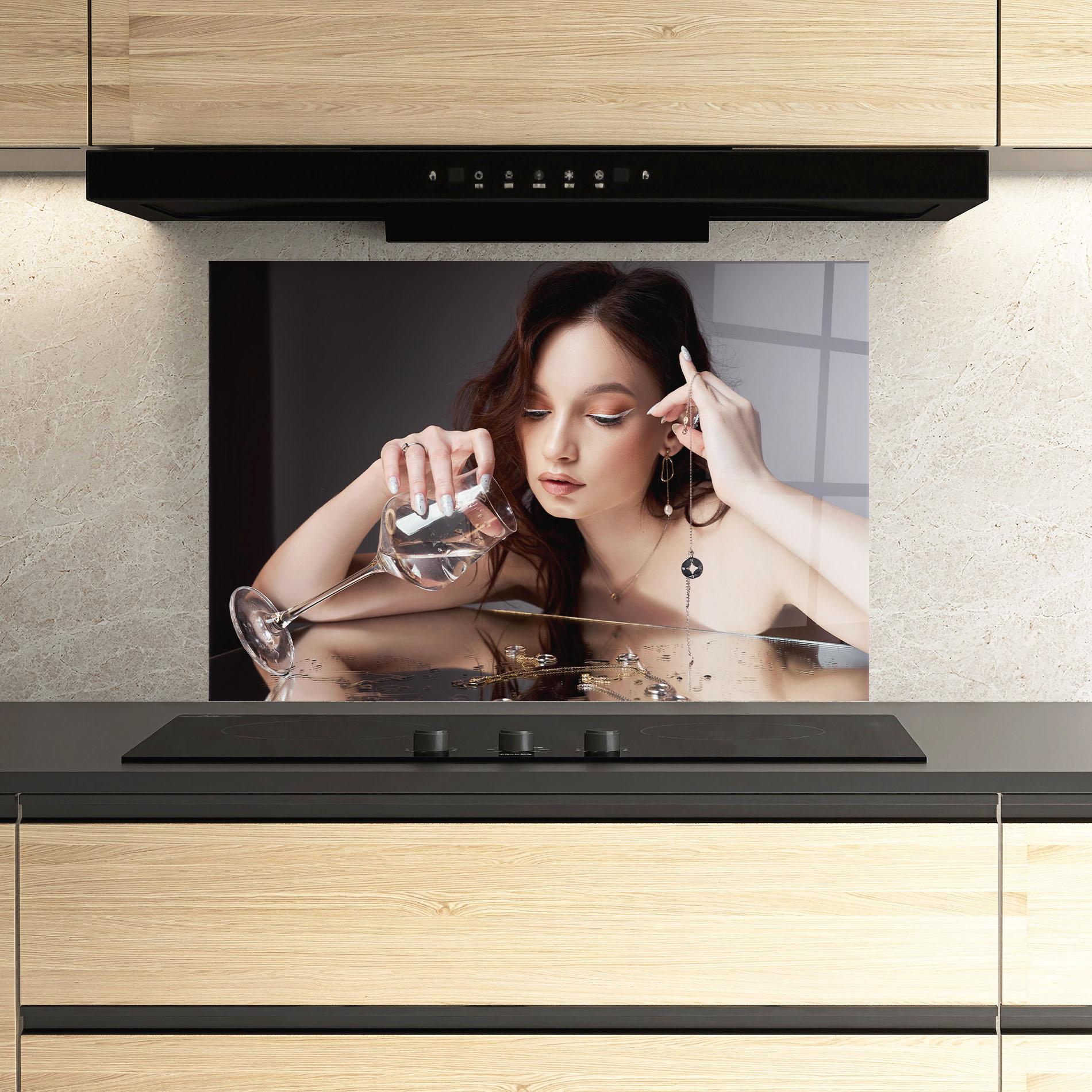 Panel Szklany do Kuchni Wet Rings mockup 3