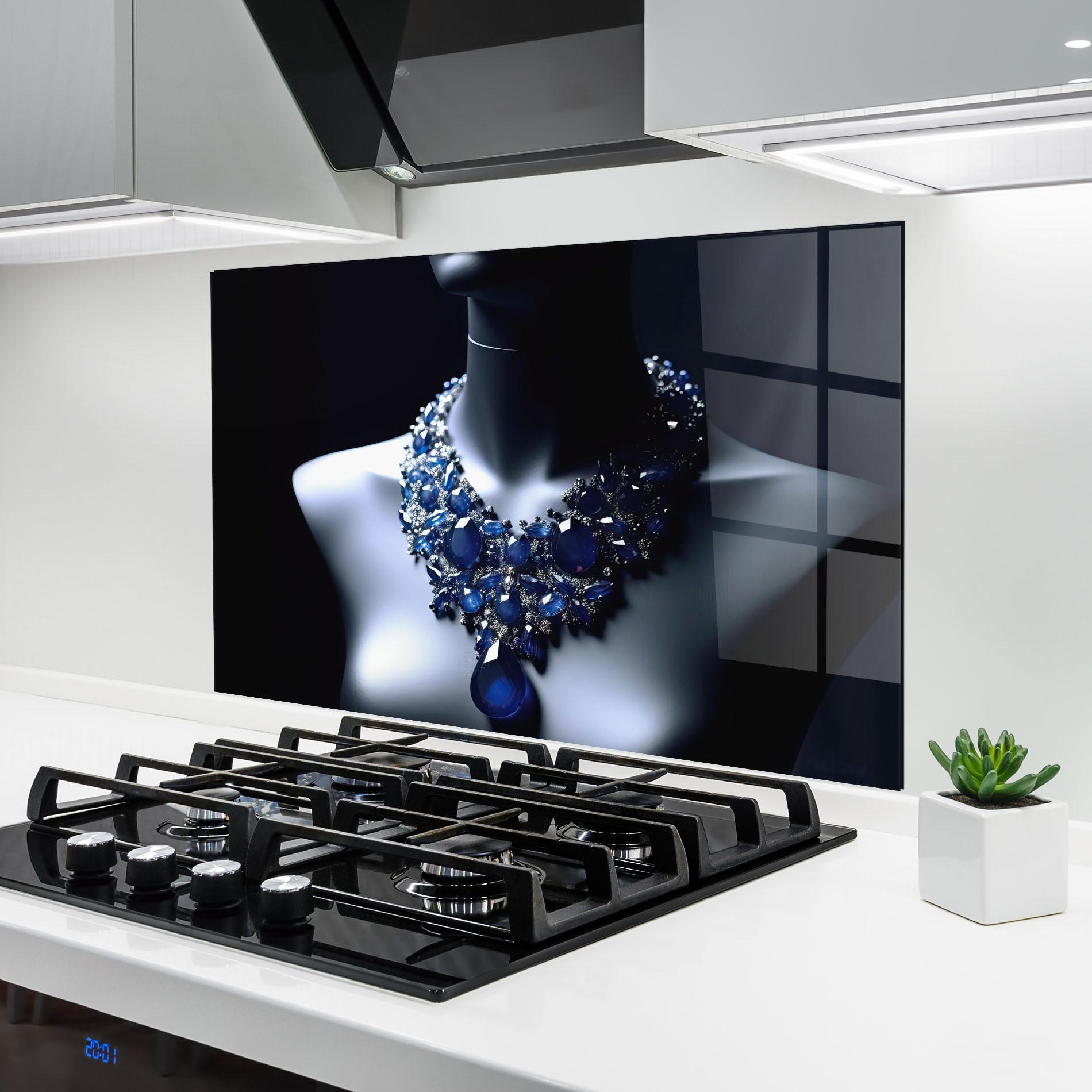 Panel Szklany do Kuchni Blue Diamonds Necklace mockup 6