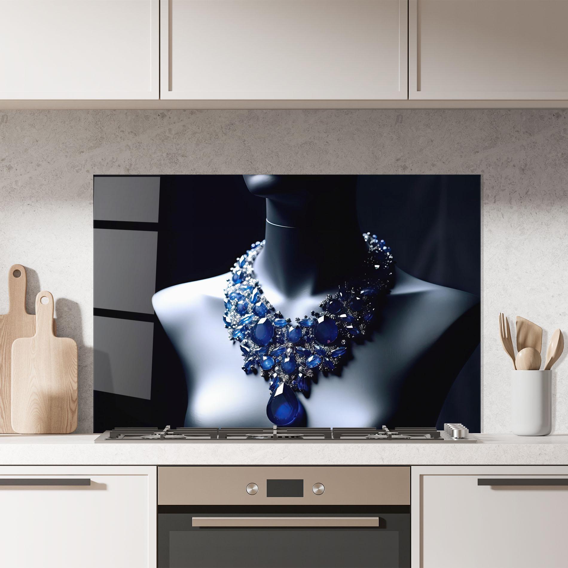 Panel Szklany do Kuchni Blue Diamonds Necklace mockup 7