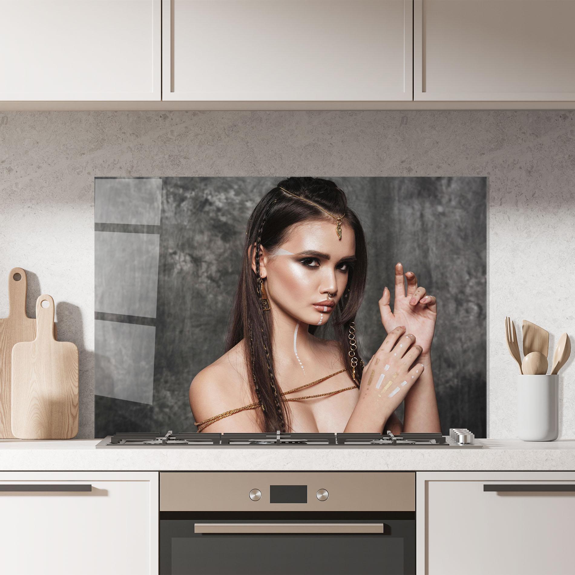 Panel Szklany do Kuchni Gold Hair Accessory mockup 7