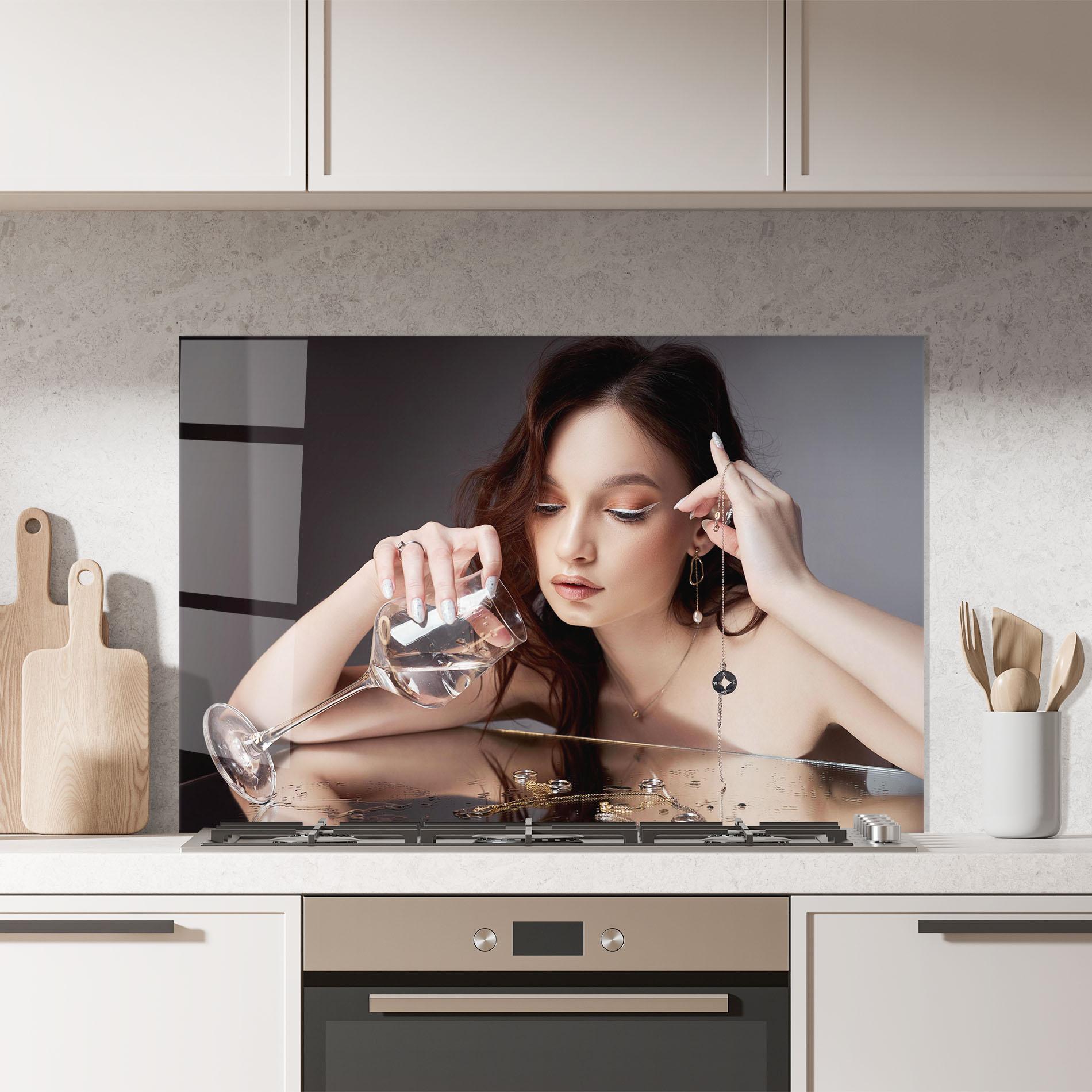 Panel Szklany do Kuchni Wet Rings mockup 7