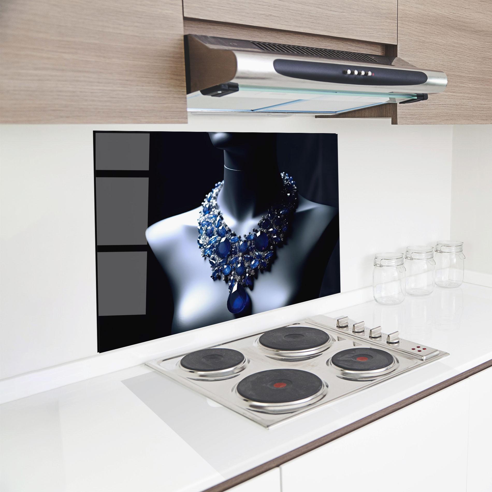 Panel Szklany do Kuchni Blue Diamonds Necklace mockup 8