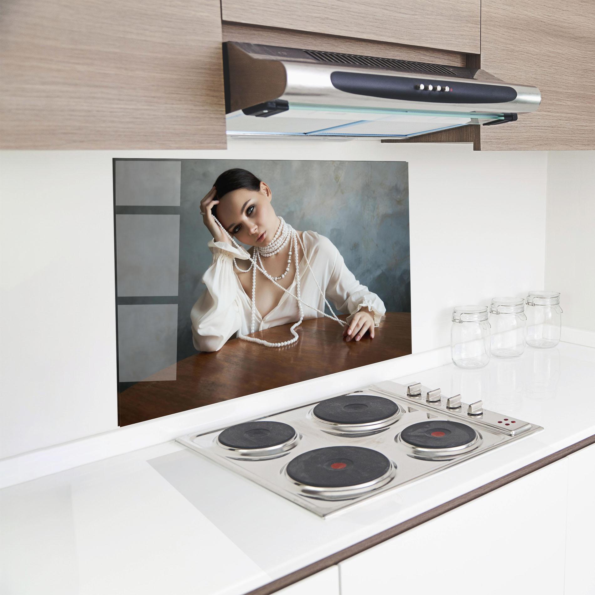 Panel Szklany do Kuchni White Pearl Beads mockup 8