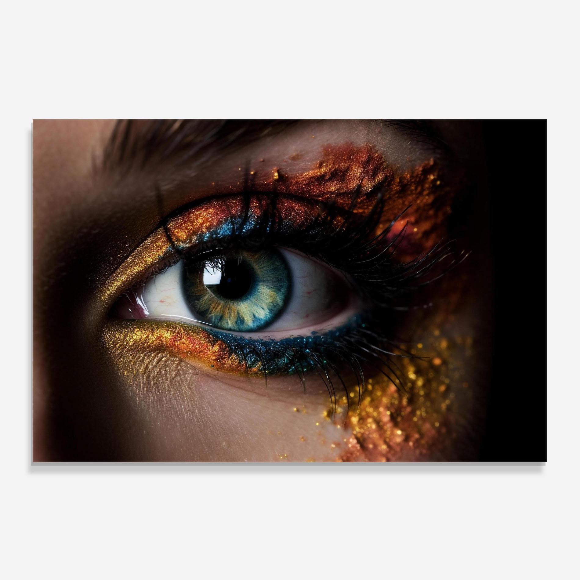 Panel Szklany do Kuchni Blue Green Eye Makeup mockup 0