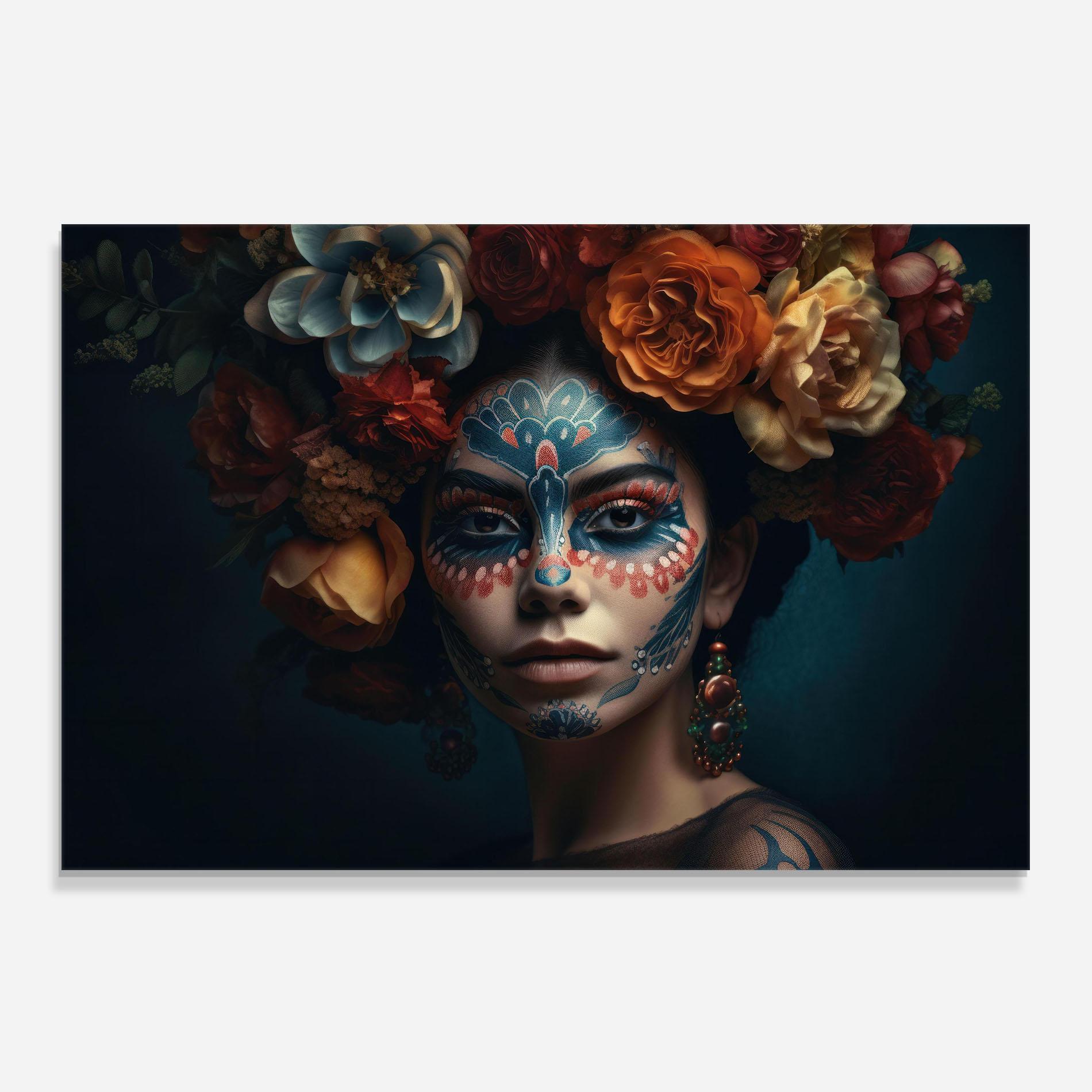 Panel Szklany do Kuchni Skull Makeup mockup 0