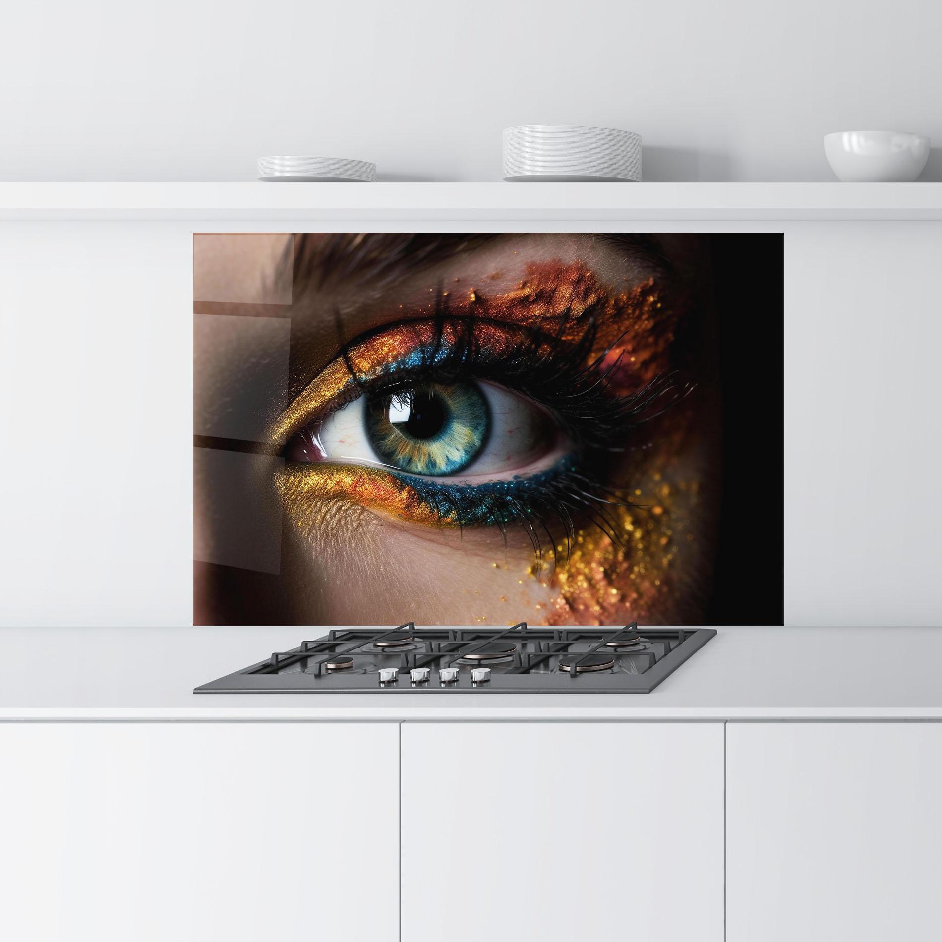 Panel Szklany do Kuchni Blue Green Eye Makeup mockup 9