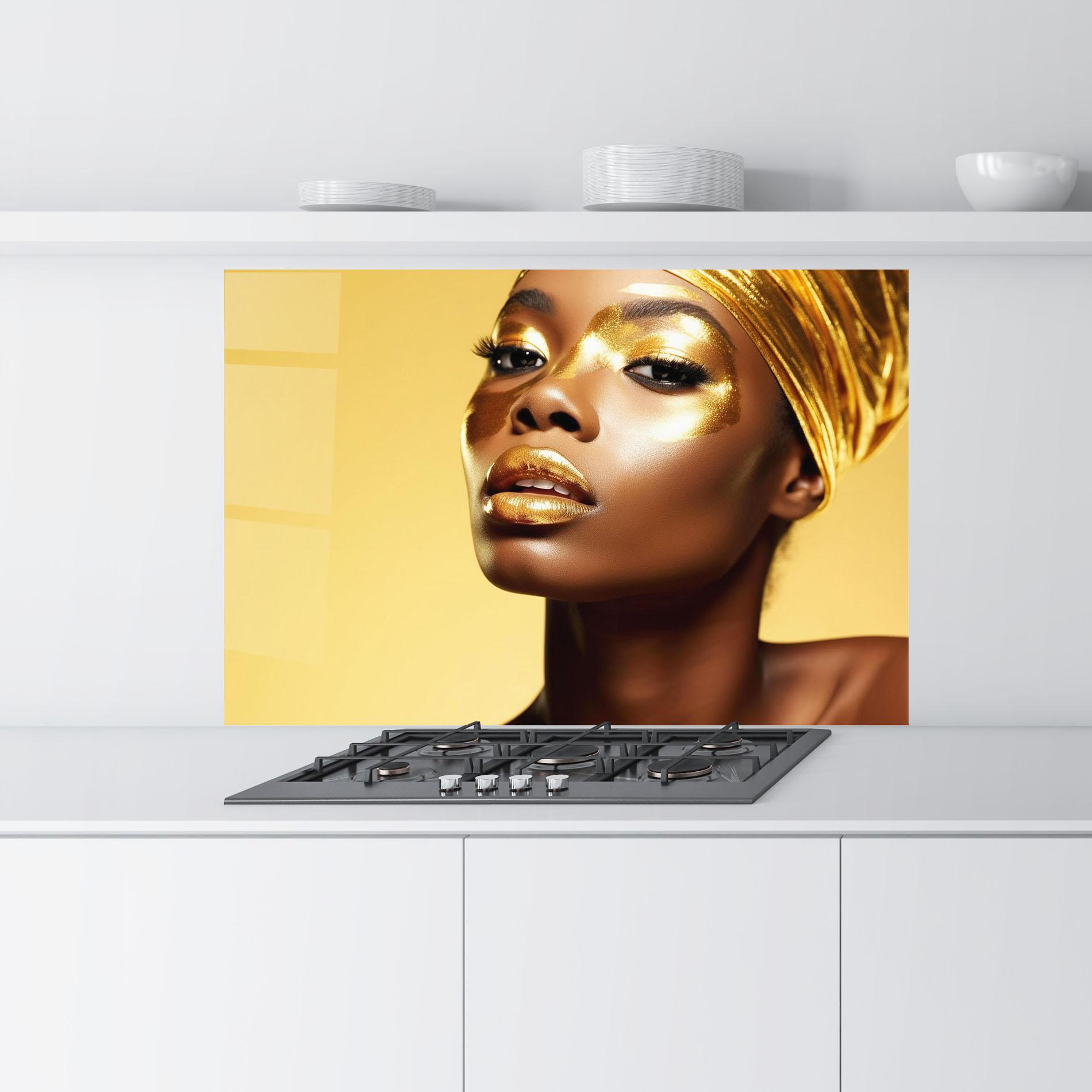 Panel Szklany do Kuchni Gold Headdress mockup 9