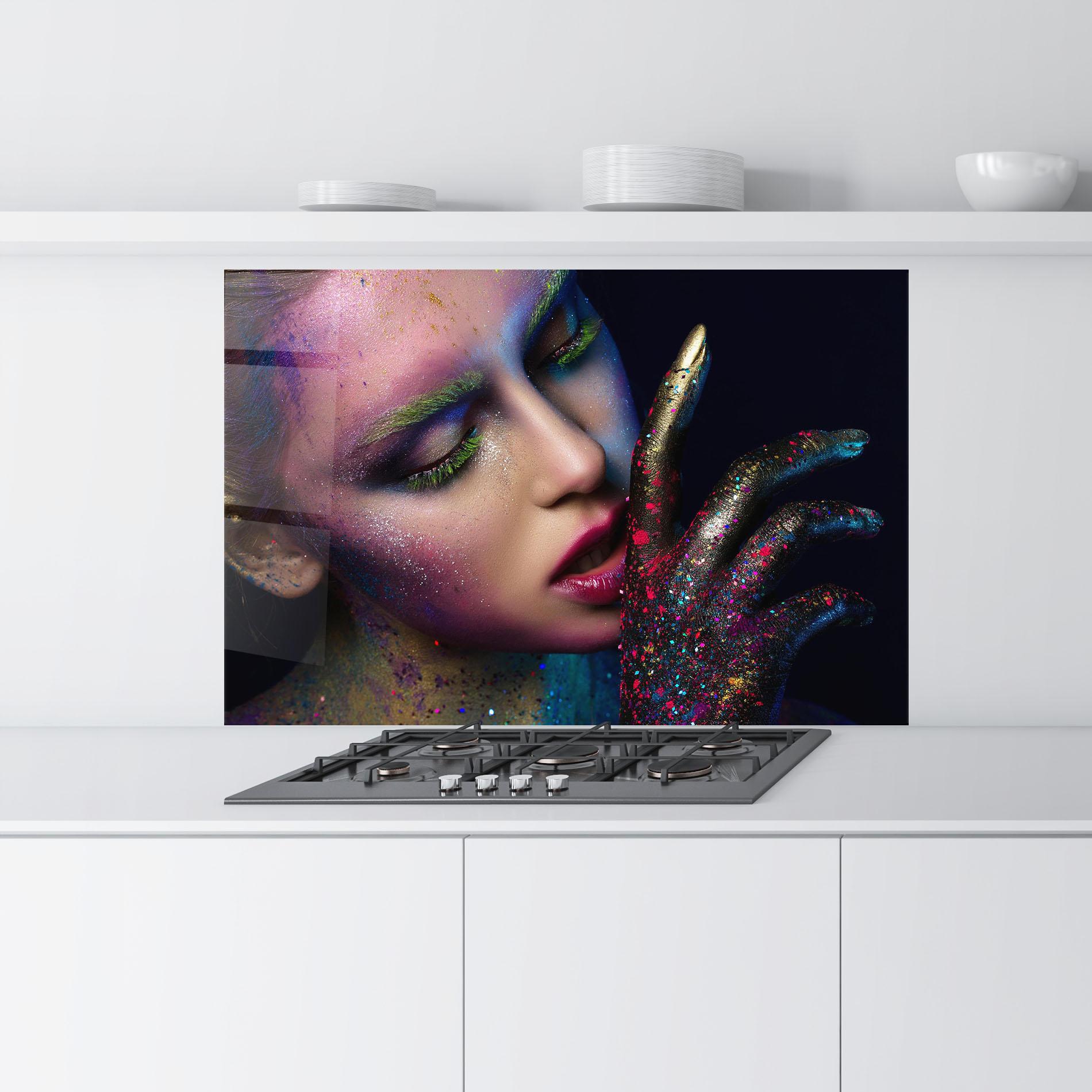 Panel Szklany do Kuchni Green Eyelashes mockup 9